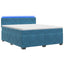 Box Spring Seng med Madras og LED Blå 160 x 200 cm Velour