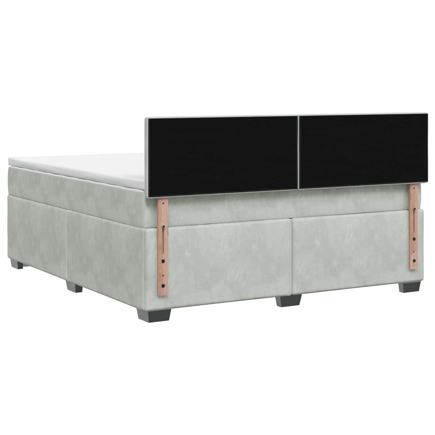 Box Spring Seng med Madras og LED Lysegrå 180 x 200 cm Velour