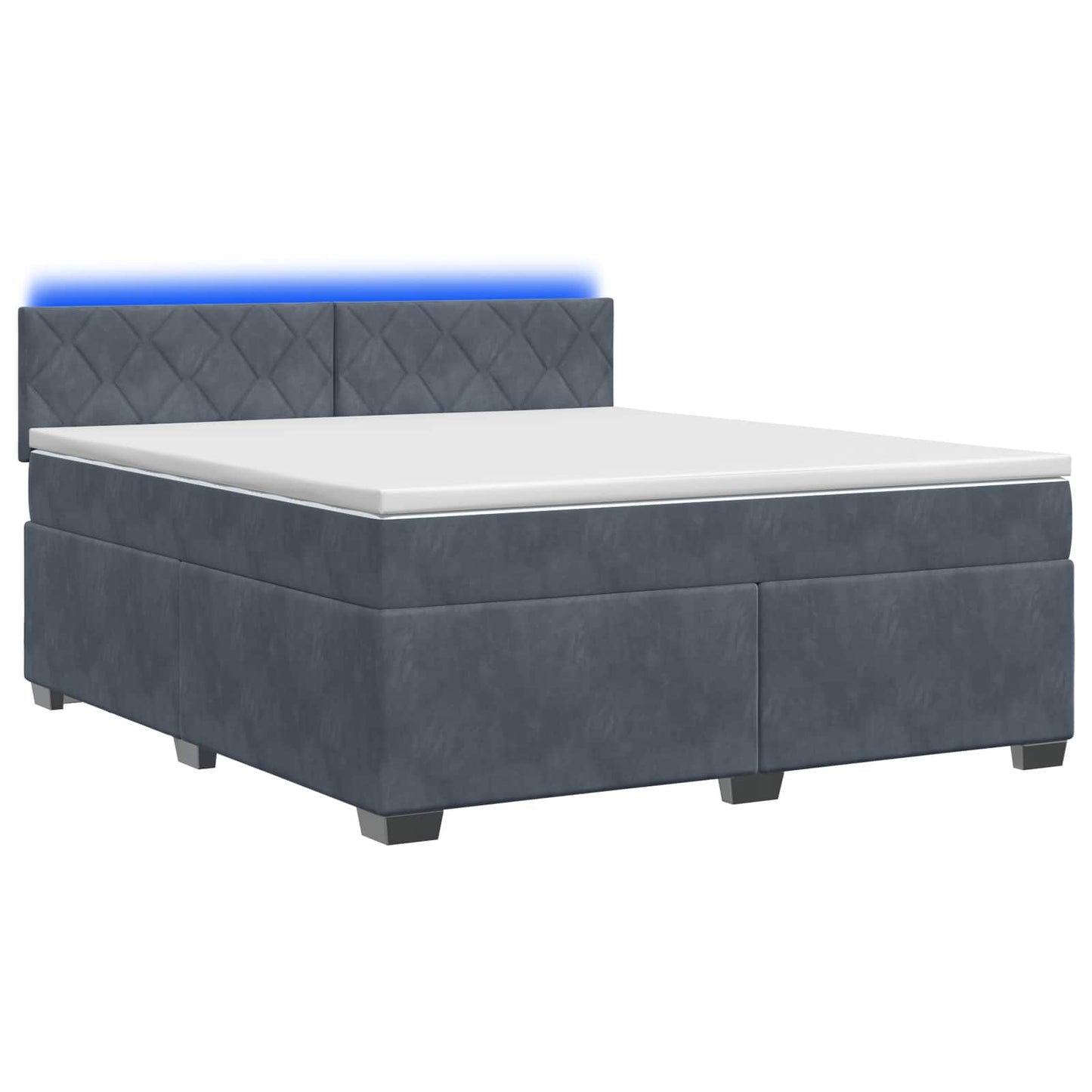 Box Spring Seng med Madras og LED Mørkegrå 180 x 200 cm Velour