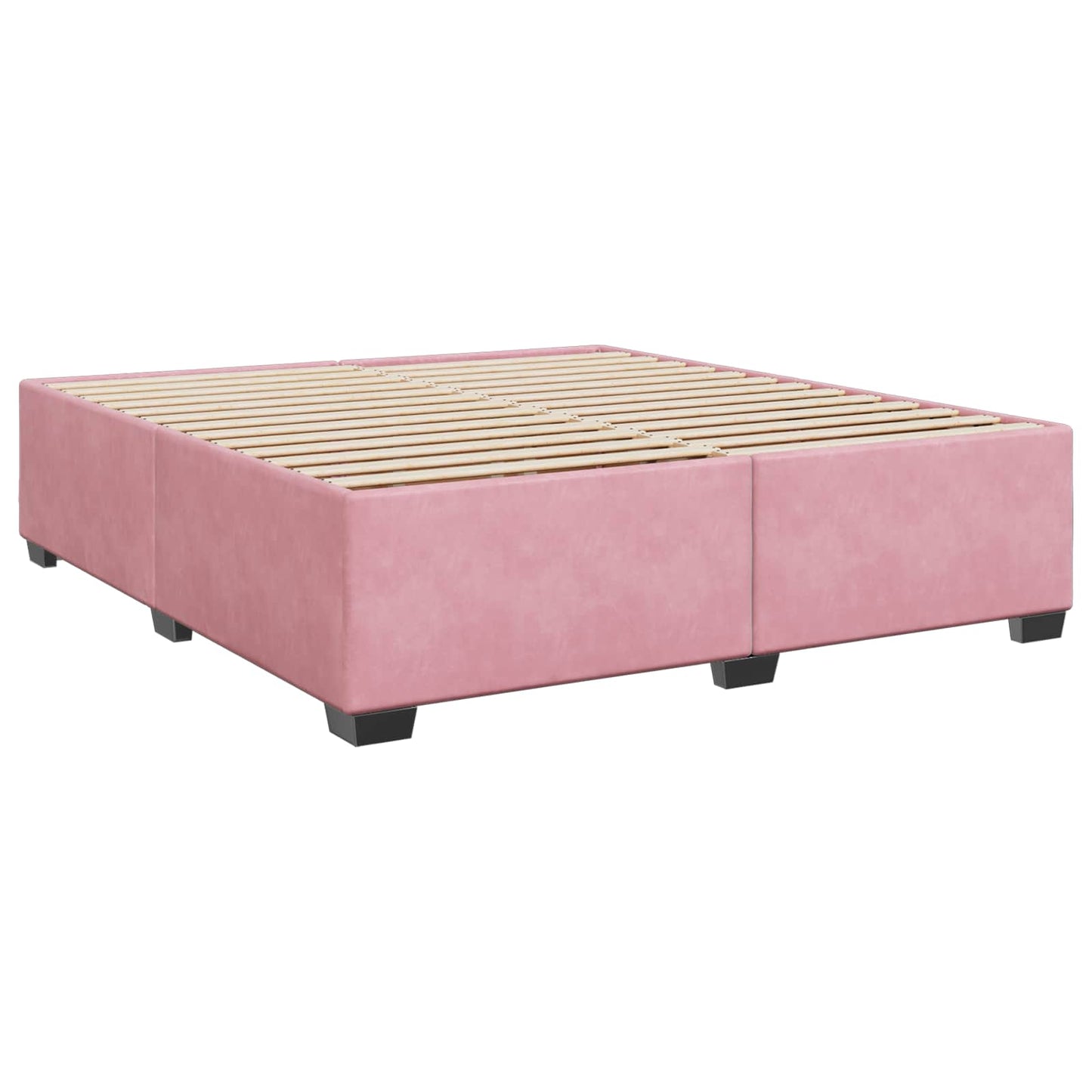 Box Spring Seng med Madras og LED Lyserød 200 x 200 cm Velour