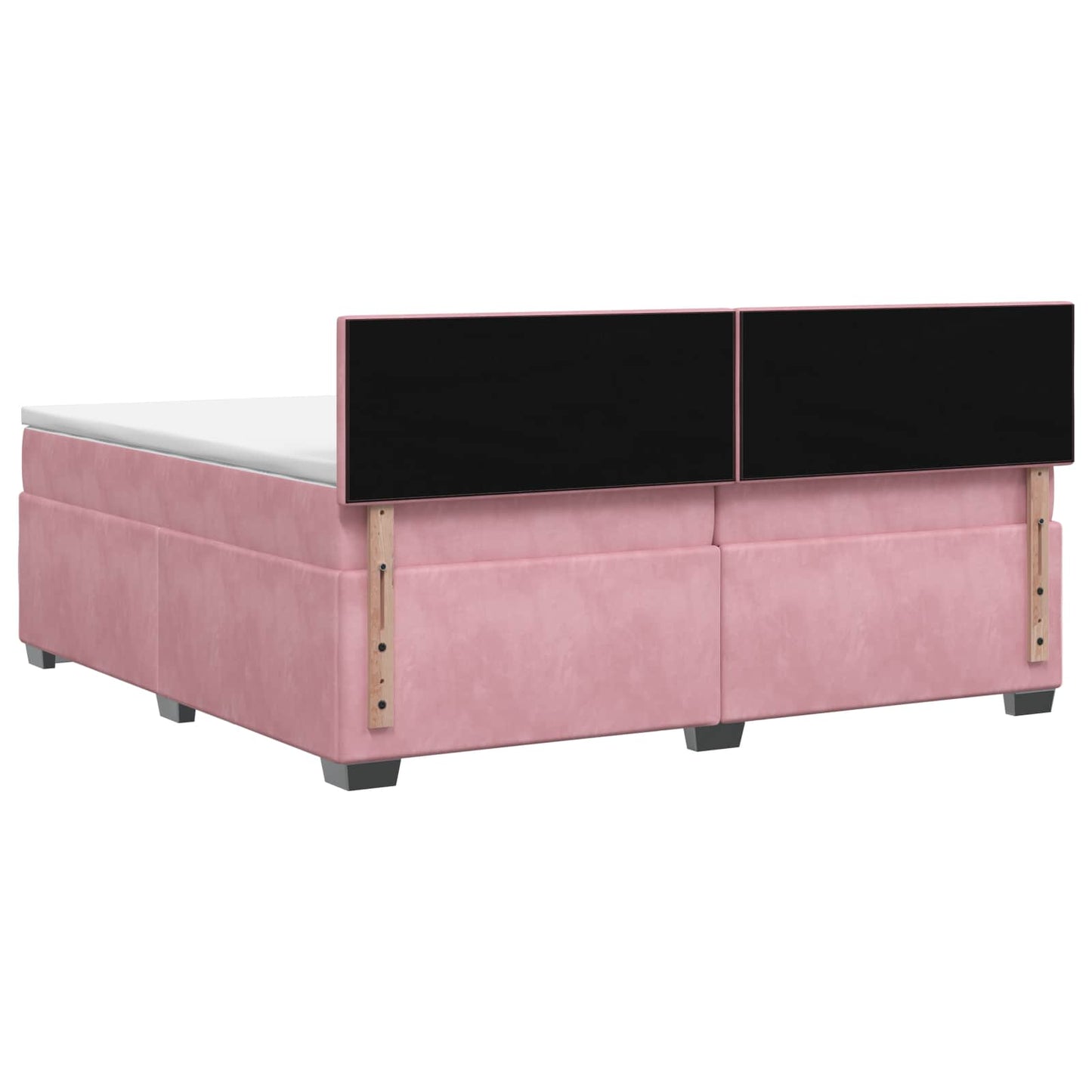 Box Spring Seng med Madras og LED Lyserød 200 x 200 cm Velour