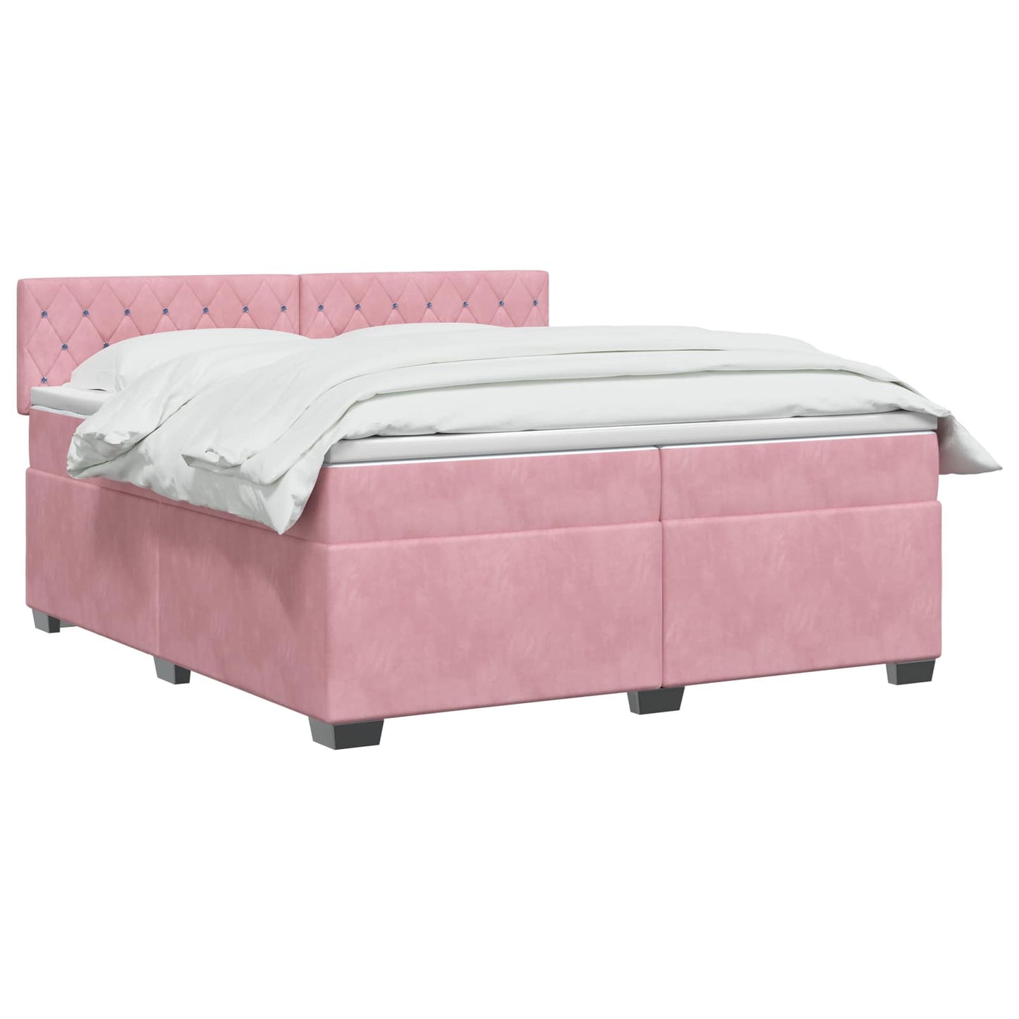 Box Spring Seng med Madras og LED Lyserød 200 x 200 cm Velour