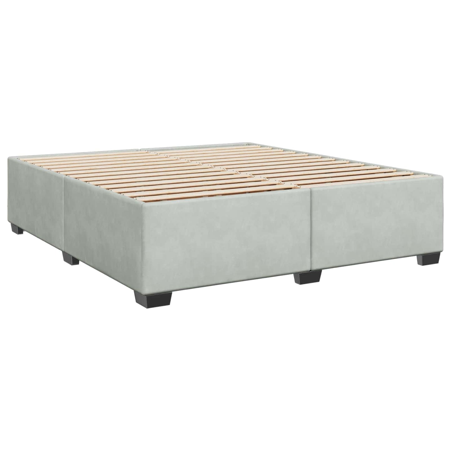 Box Spring Seng med Madras og LED Lysegrå 200 x 200 cm Velour