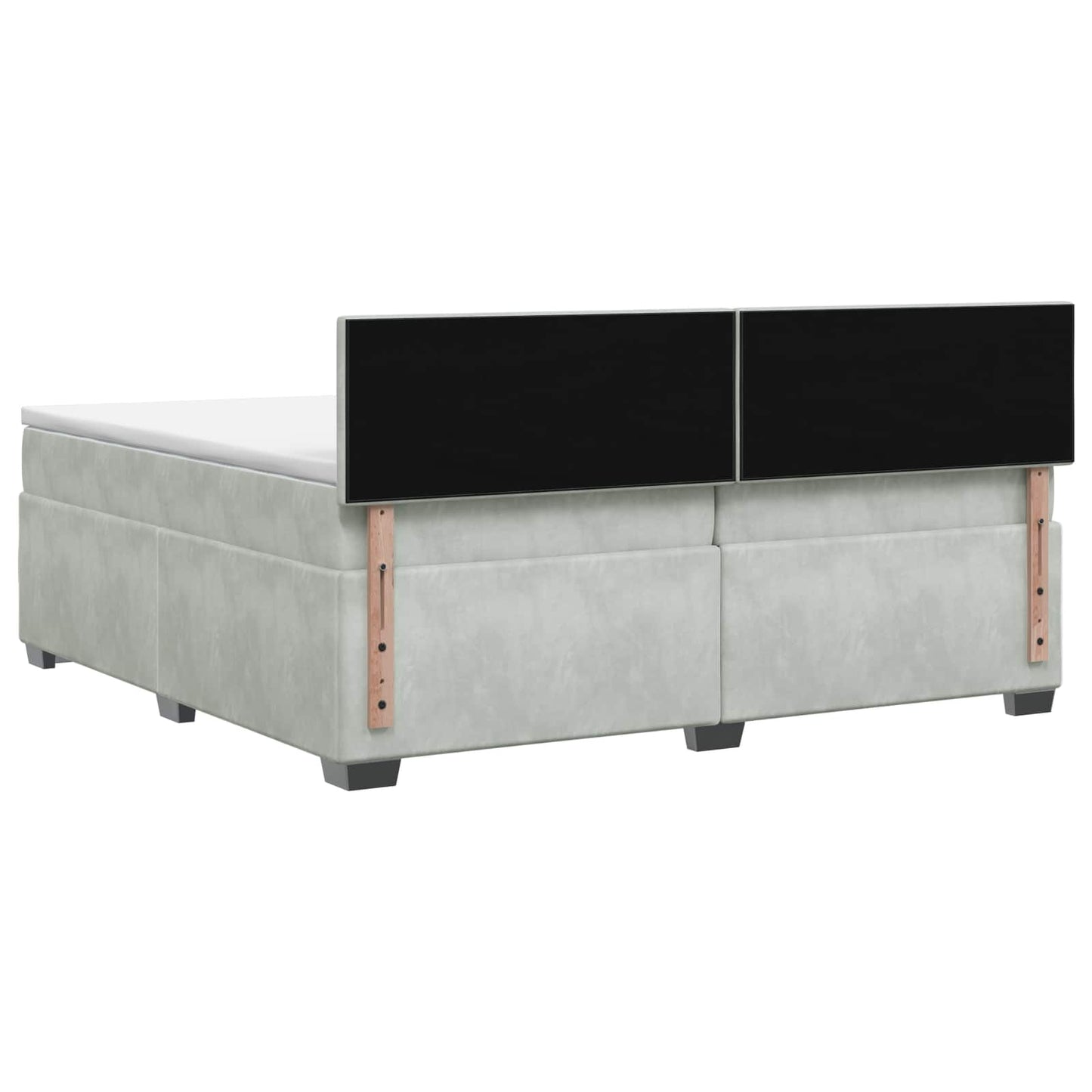 Box Spring Seng med Madras og LED Lysegrå 200 x 200 cm Velour