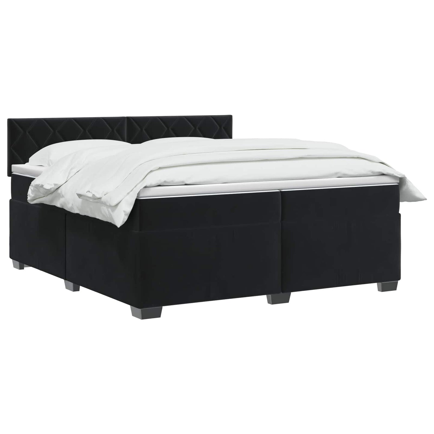 Box Spring Seng med Madras og LED Sort 200 x 200 cm Velour
