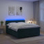 Box Spring Seng med Madras og LED Mørkegrøn 200 x 200 cm Velour