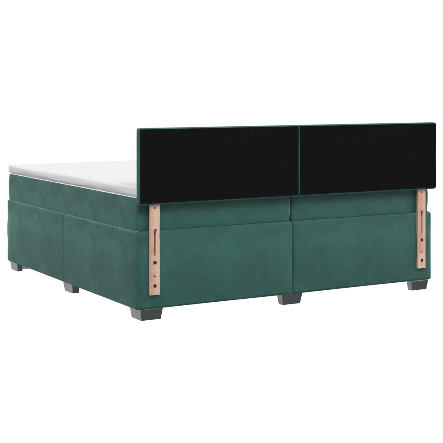 Box Spring Seng med Madras og LED Mørkegrøn 200 x 200 cm Velour