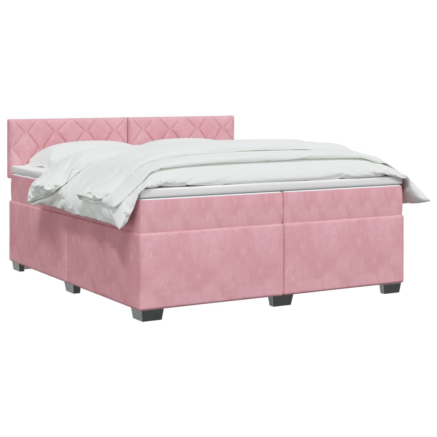 Box Spring Seng med Madras og LED Lyserød 200 x 200 cm Velour