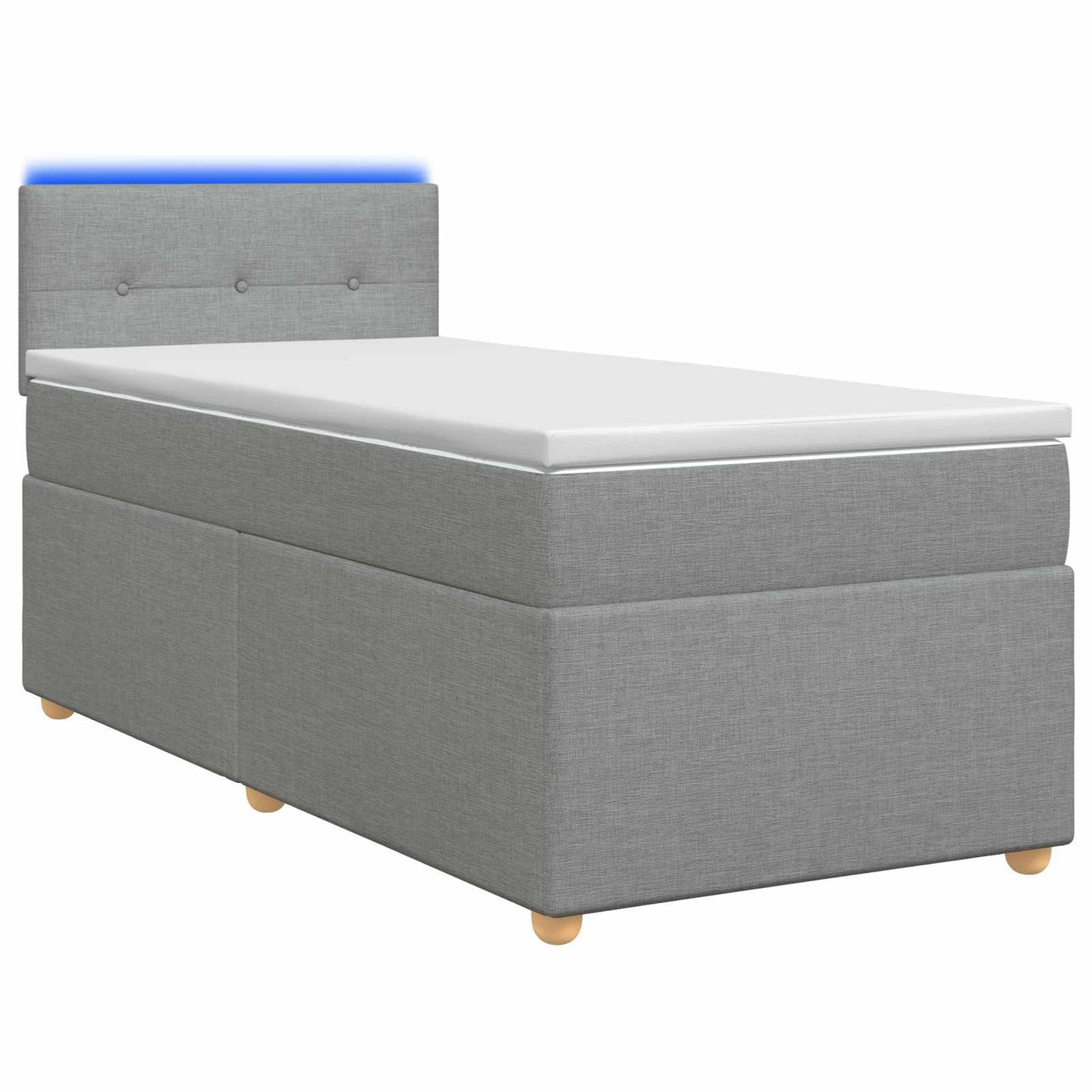 Boxmadras med topmadras med hovedgærde Lysegrå 80 x 200 cm Stof