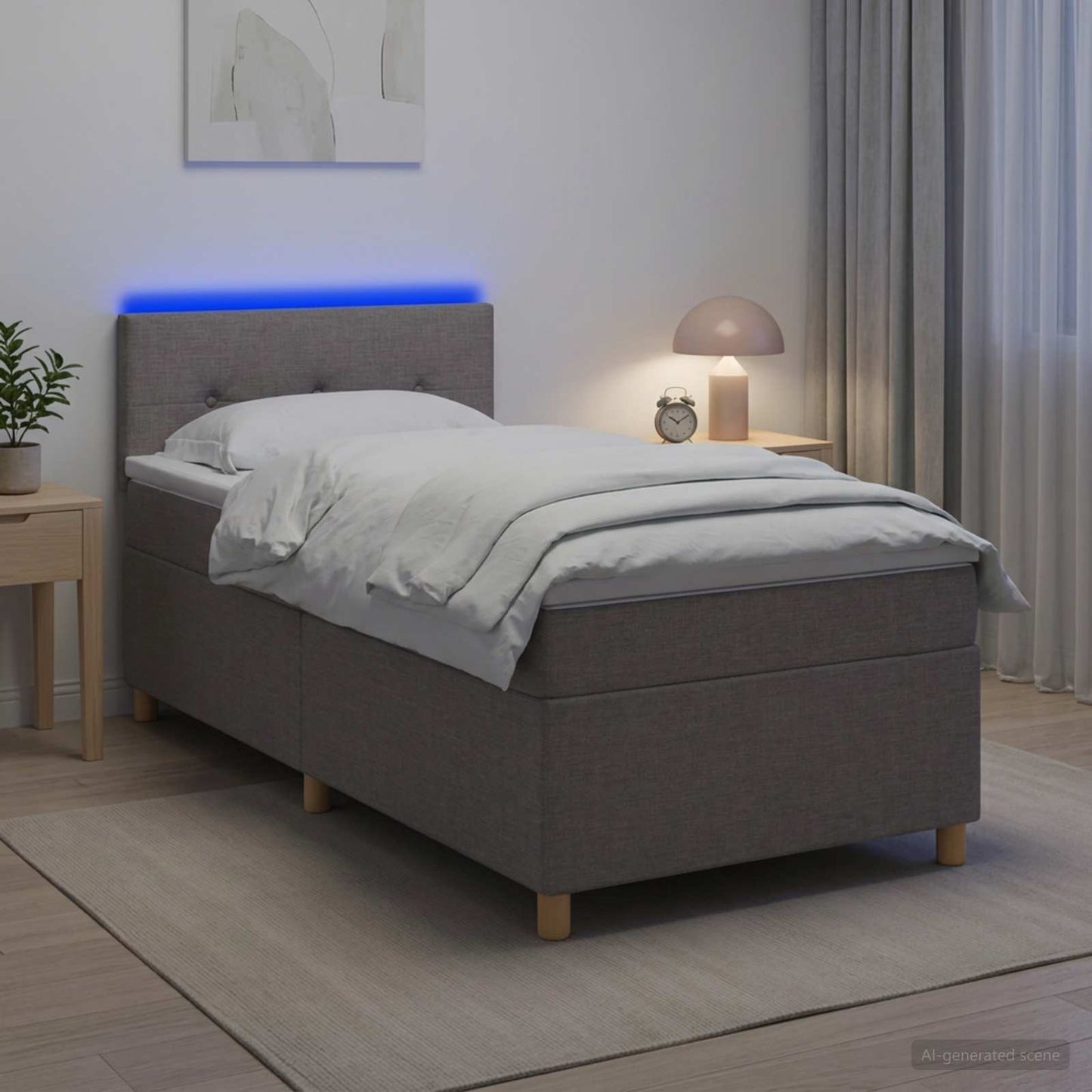 Boxmadras med topmadras Gråbrun 100 x 200 cm Stof