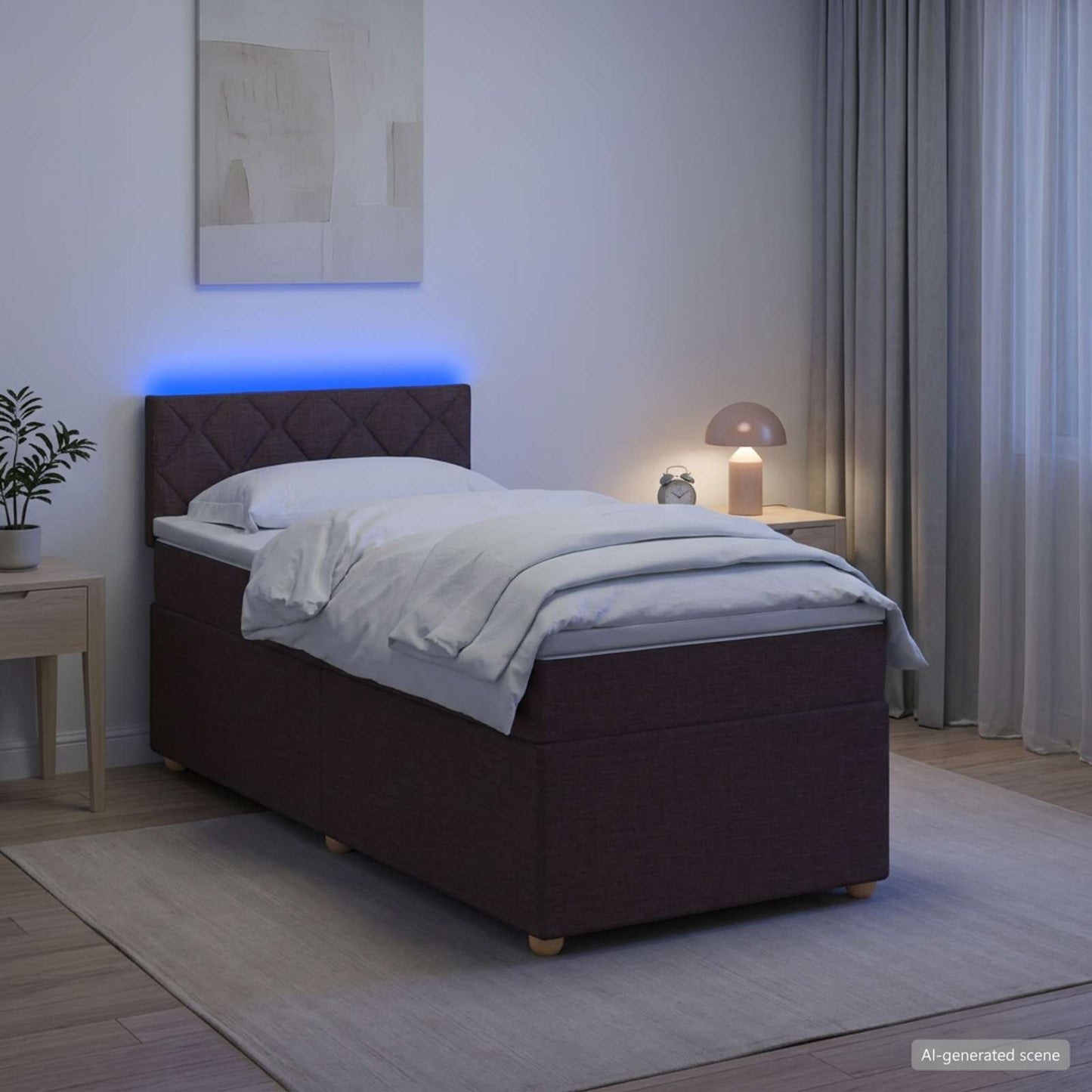 Boxmadras med topmadras Mørk Brun 80 x 200 cm Stof