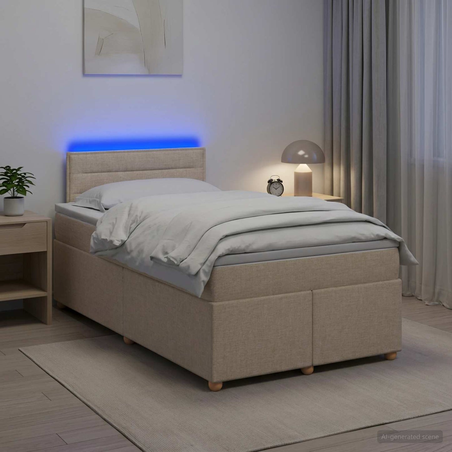 Boxmadras med topmadras Cremefarvet 120 x 190 cm Stof