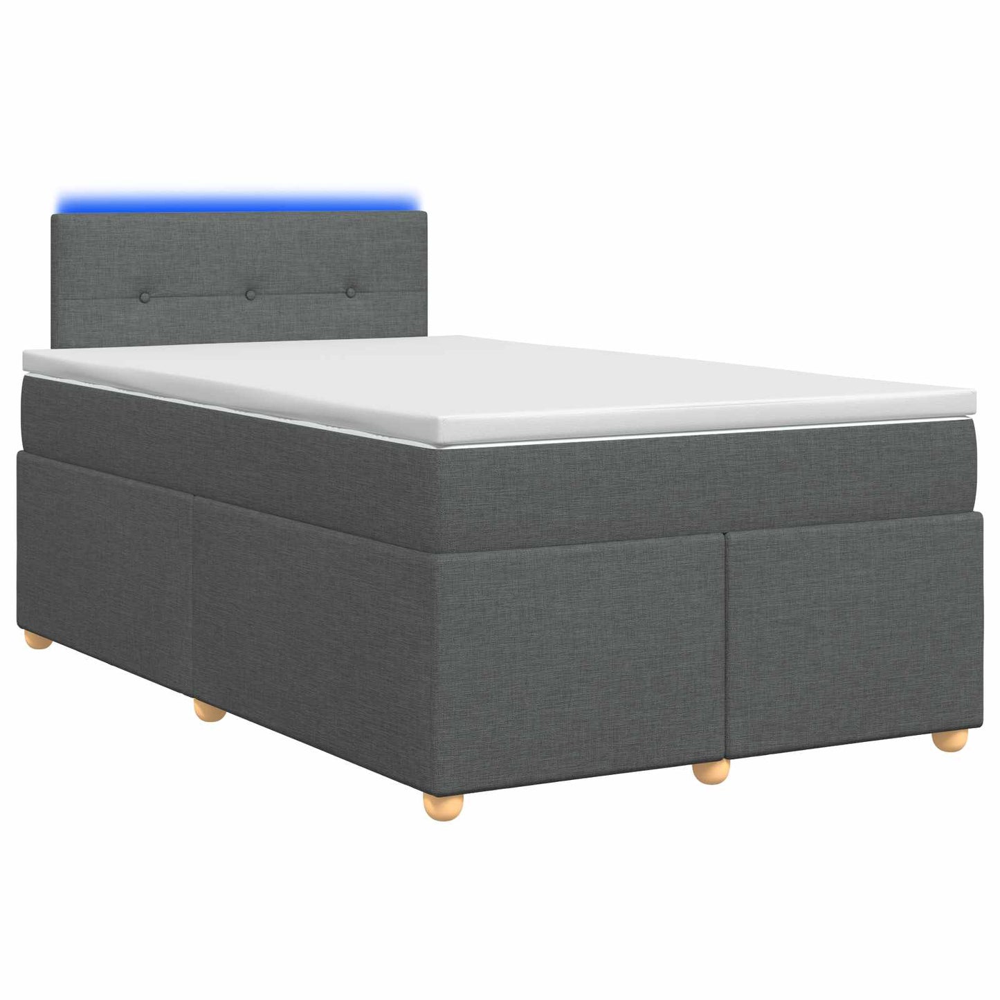 Boxmadras med topmadras Mørkegrå 120 x 190 cm Stof