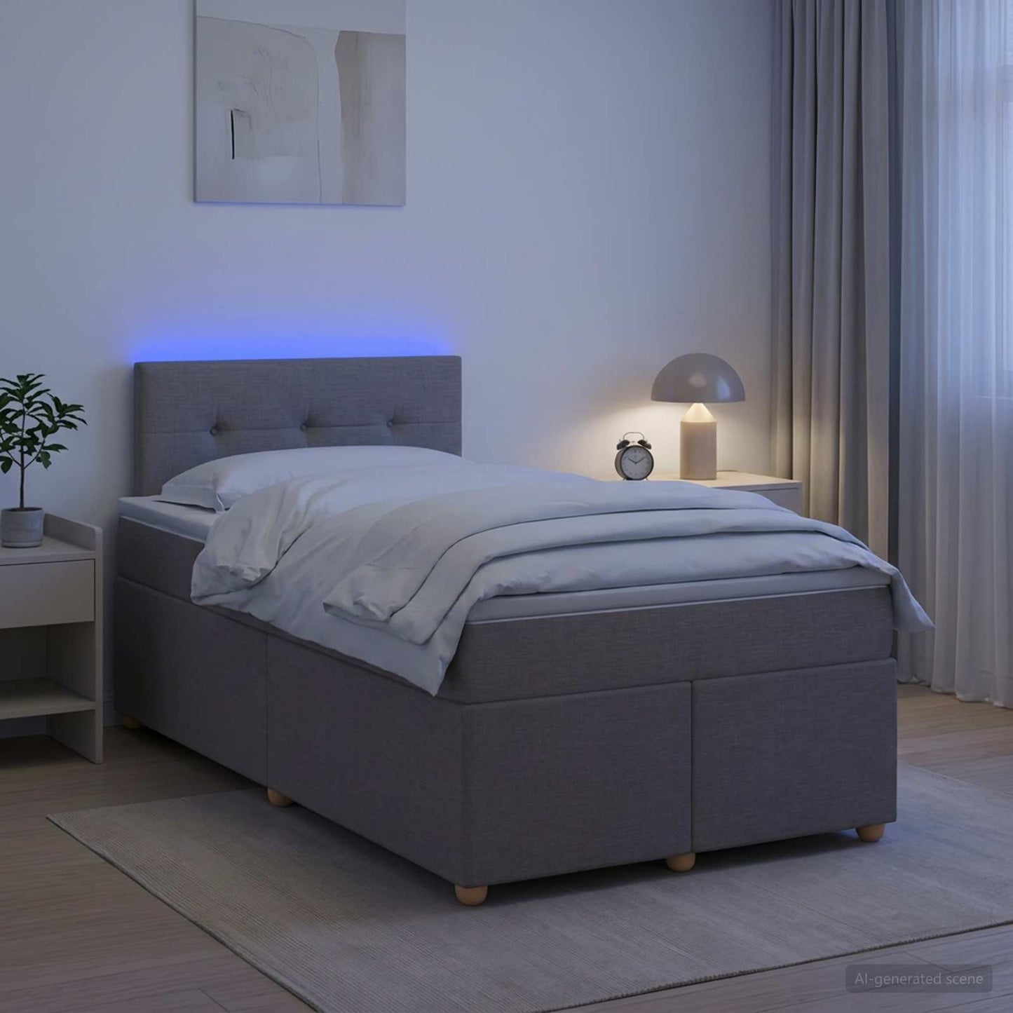 Boxmadras med topmadras Gråbrun 120 x 200 cm Stof