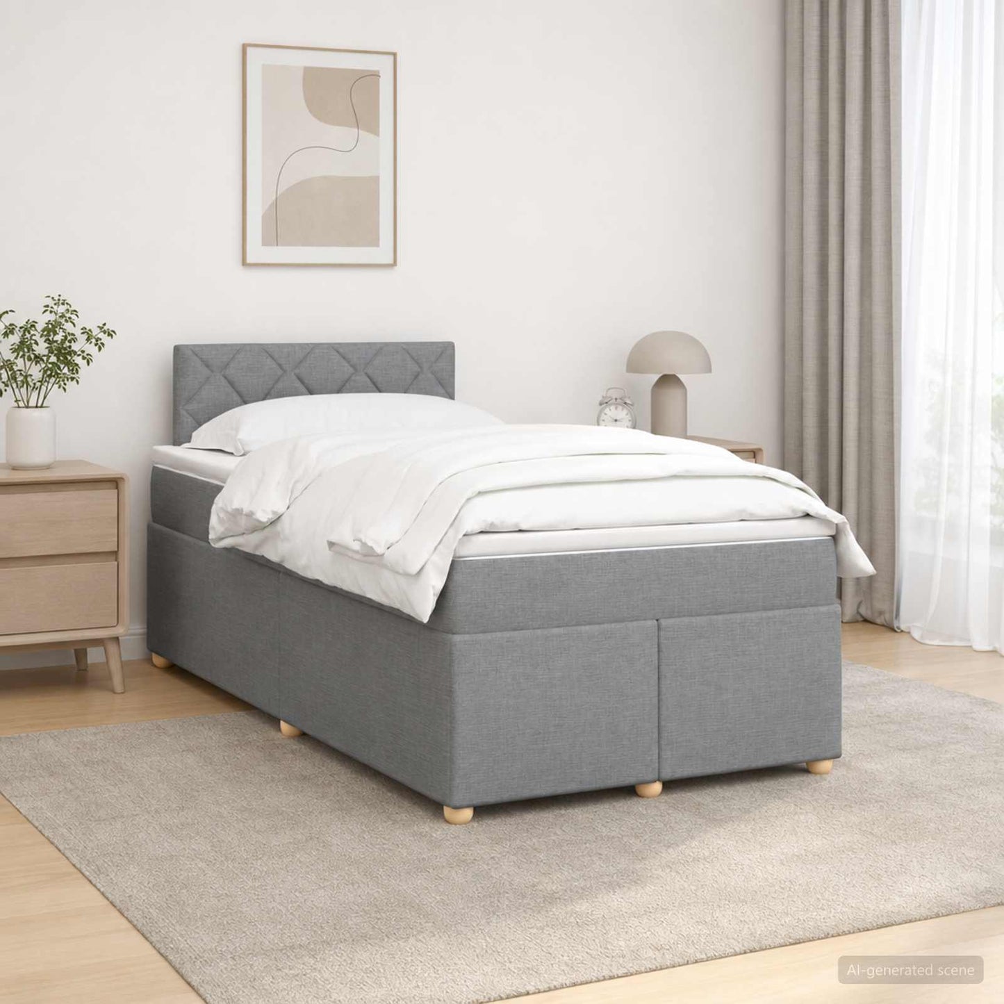 Boxmadras med topmadras Lysegrå 120 x 190 cm Stof