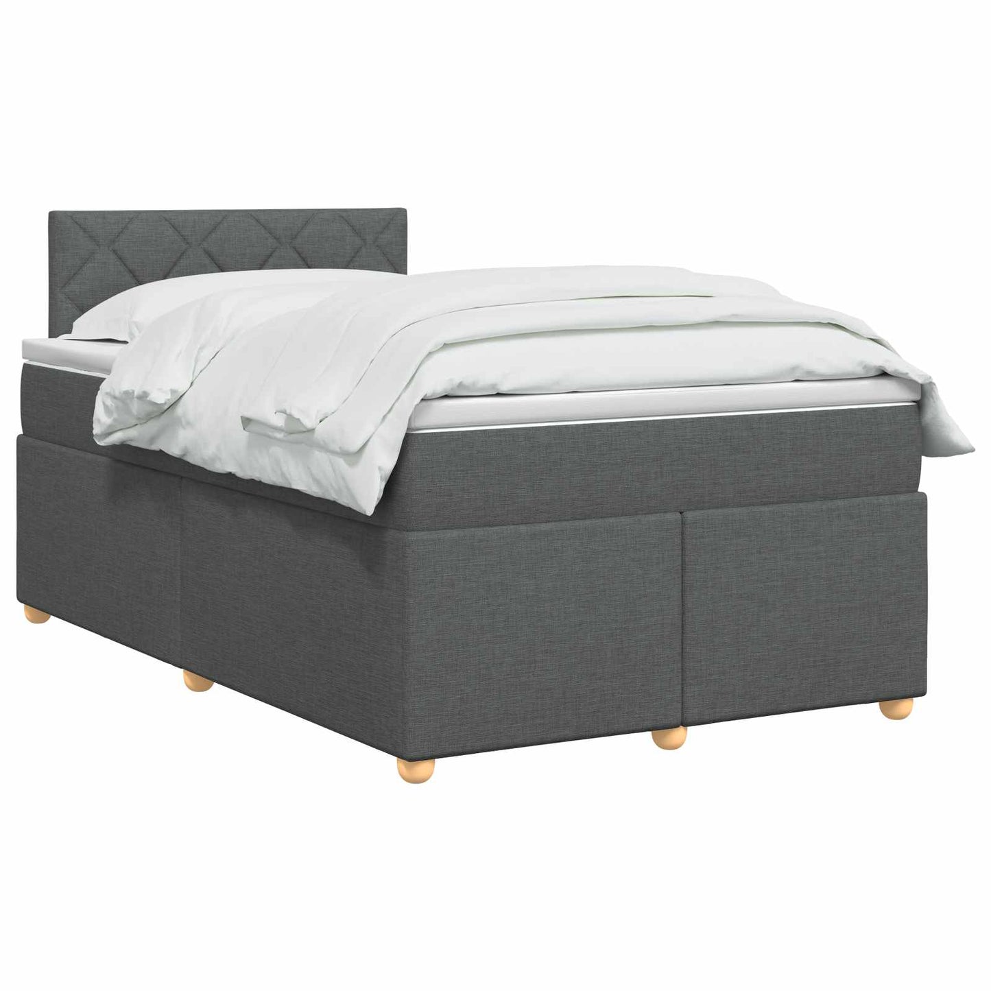 Boxmadras med topmadras Mørkegrå 120 x 190 cm Stof