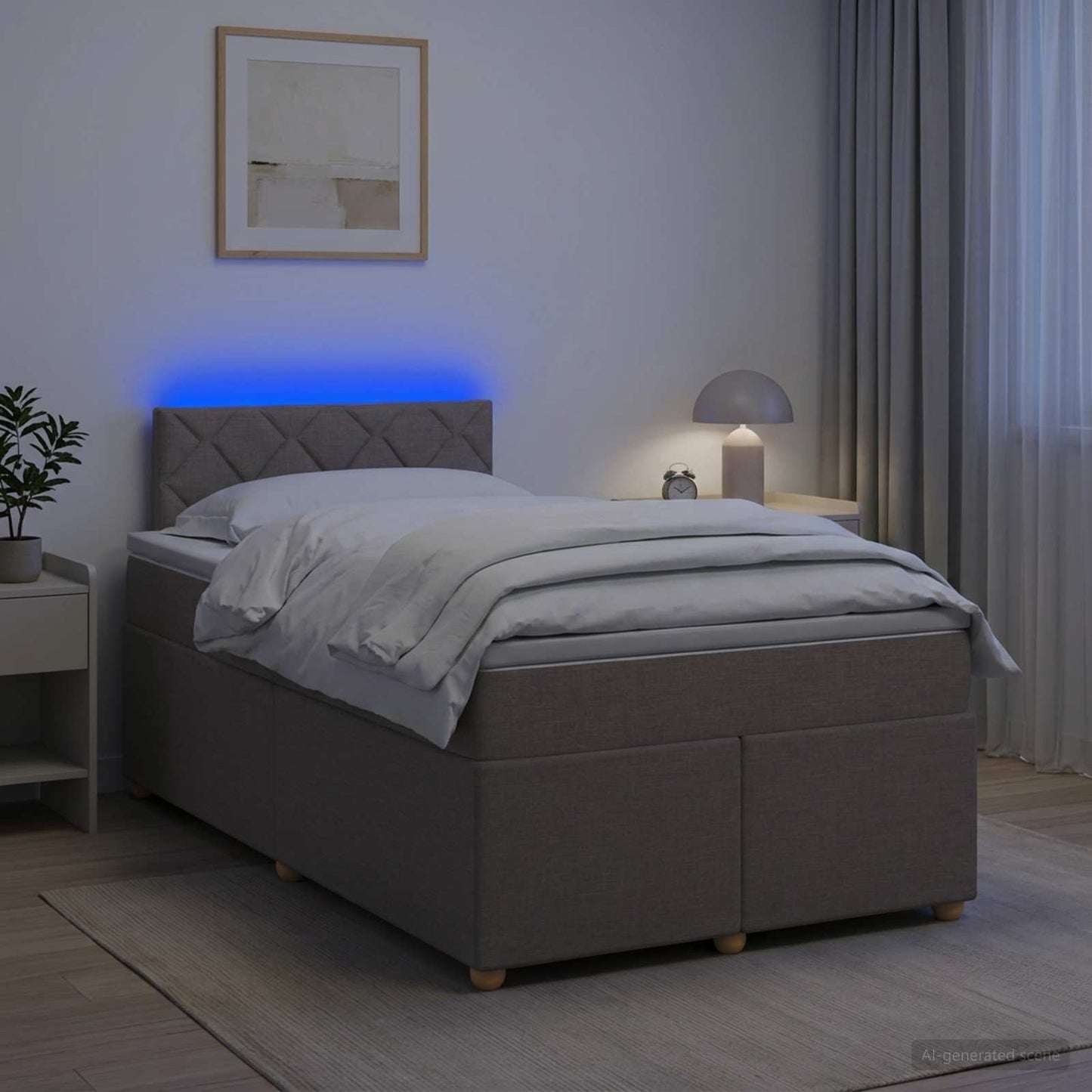 Boxmadras med topmadras Gråbrun 120 x 190 cm Stof