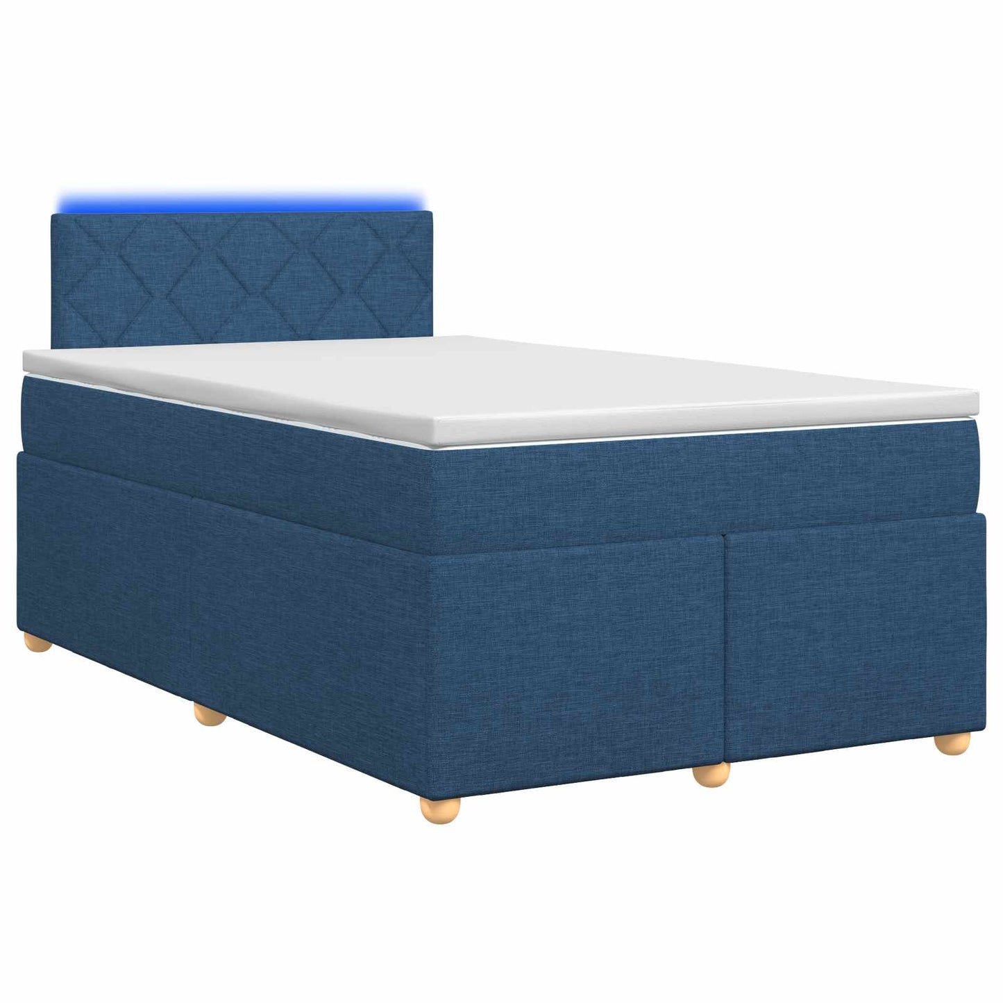 Boxmadras med topmadras med hovedgærde Blå 120 x 190 cm Stof