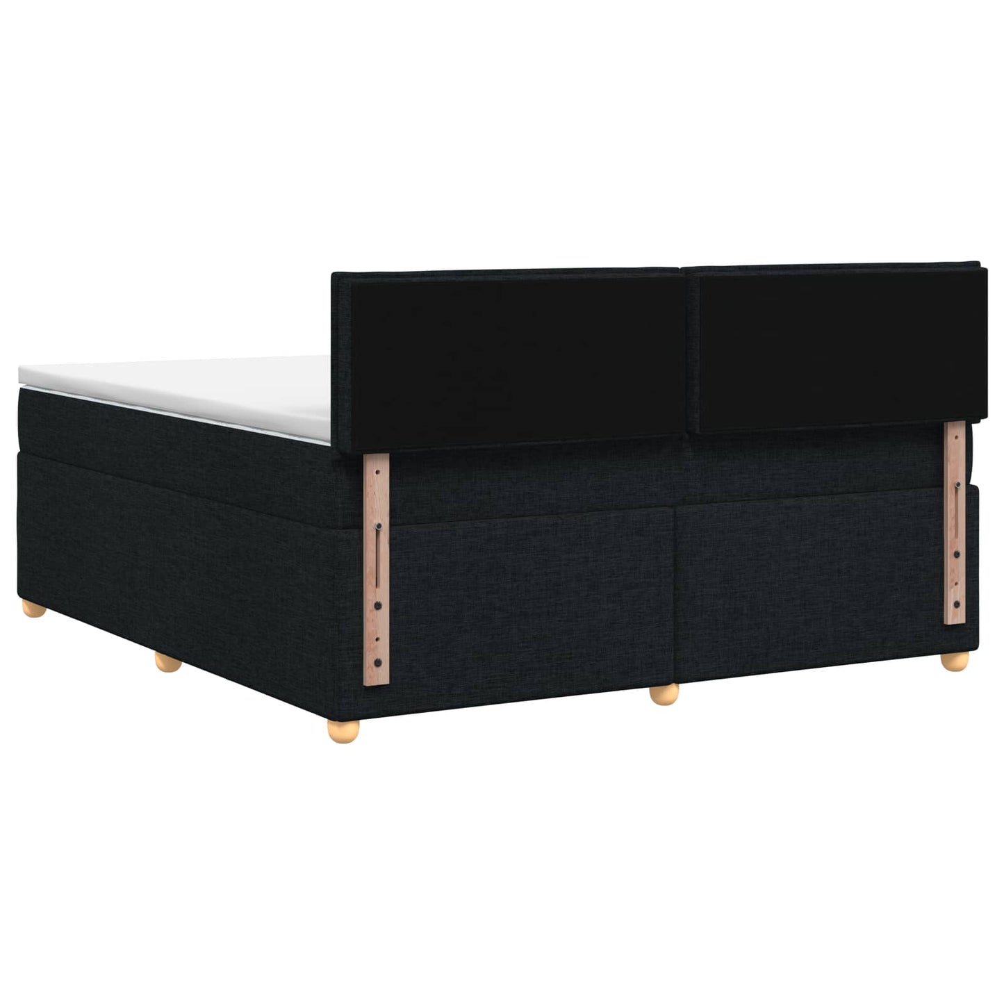 Boxmadras med topmadras med hovedgærde Sort 140 x 190 cm Stof