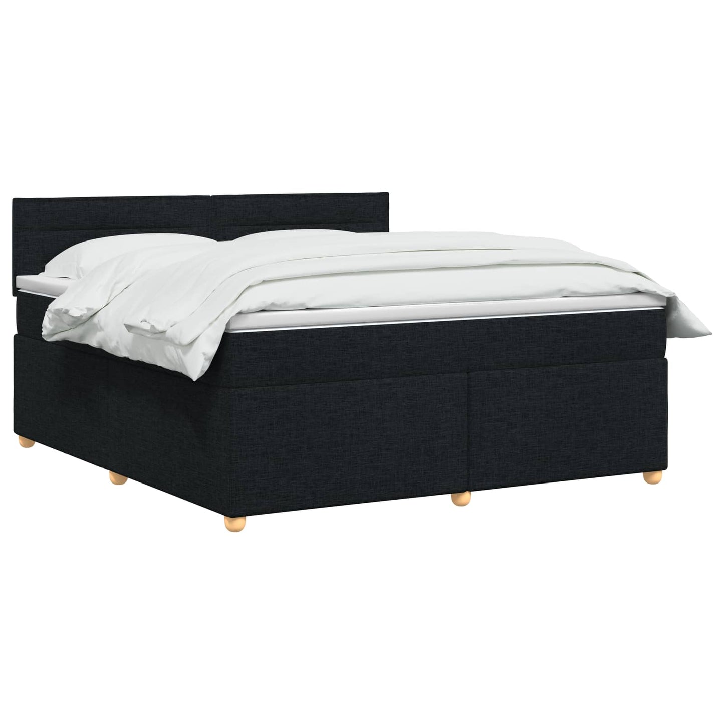 Boxmadras med topmadras med hovedgærde Sort 140 x 190 cm Stof