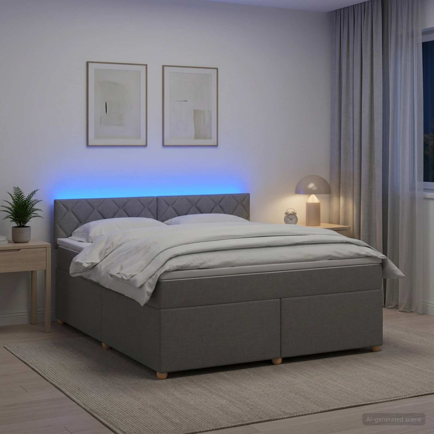 Boxmadras med topmadras Lysegrå 180 x 200 cm Stof