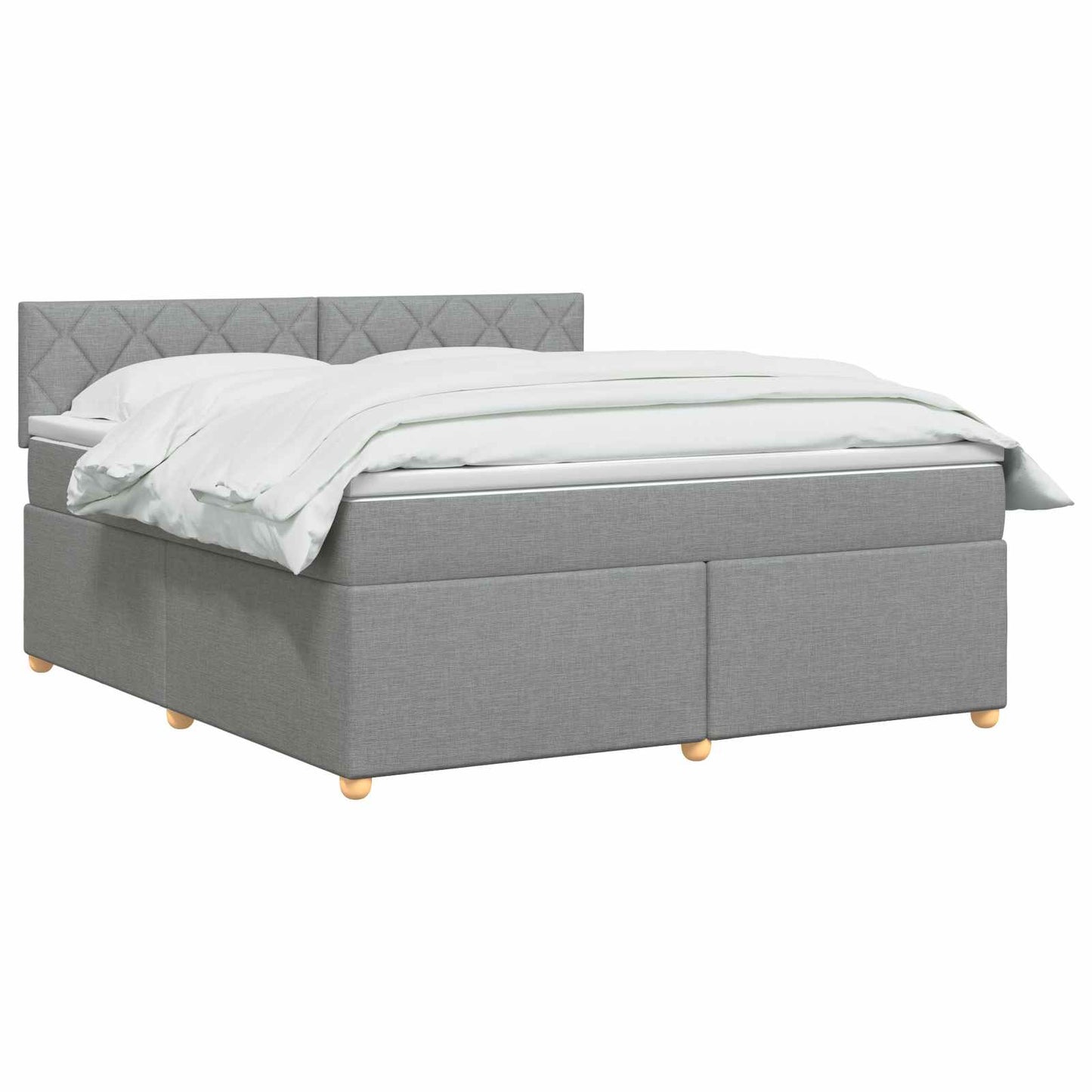 Boxmadras med topmadras Lysegrå 180 x 200 cm Stof