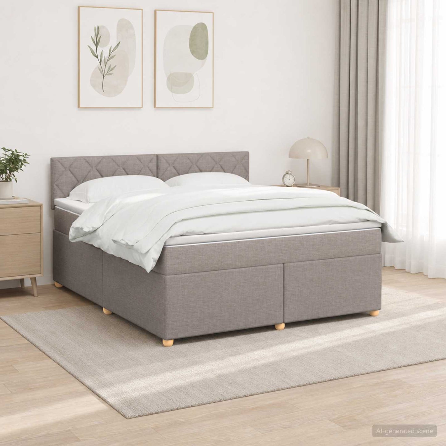 Boxmadras med topmadras Gråbrun 160 x 200 cm Stof