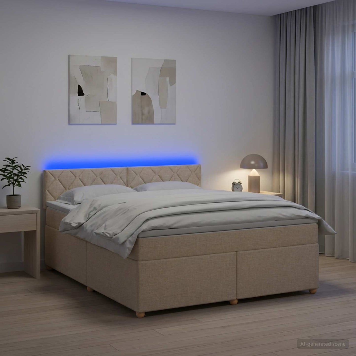 Boxmadras med topmadras Cremefarvet 180 x 200 cm Stof