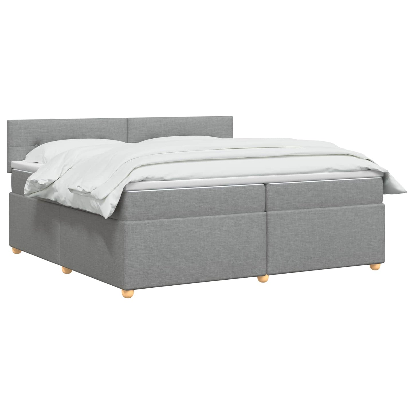 Boxmadras med topmadras Lysegrå 200 x 200 cm Stof