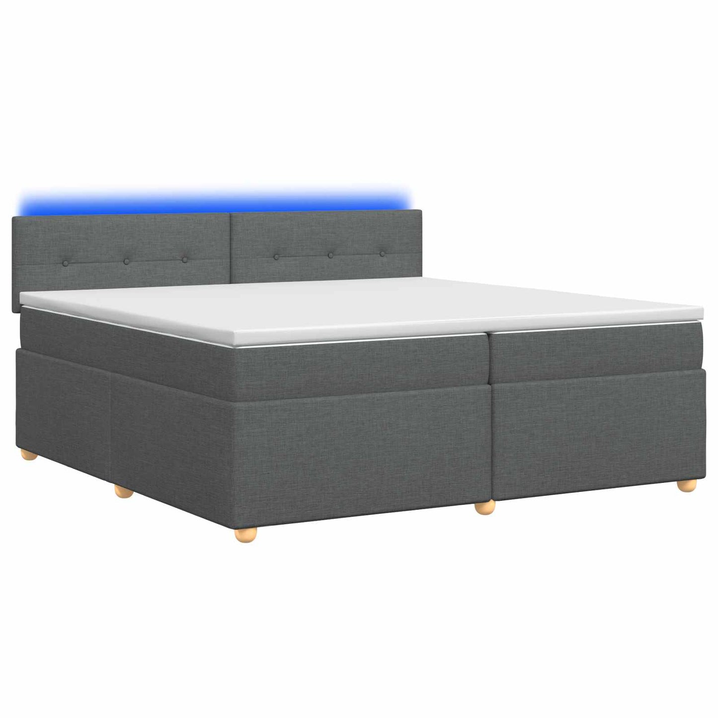 Boxmadras med topmadras Mørkegrå 200 x 200 cm Stof