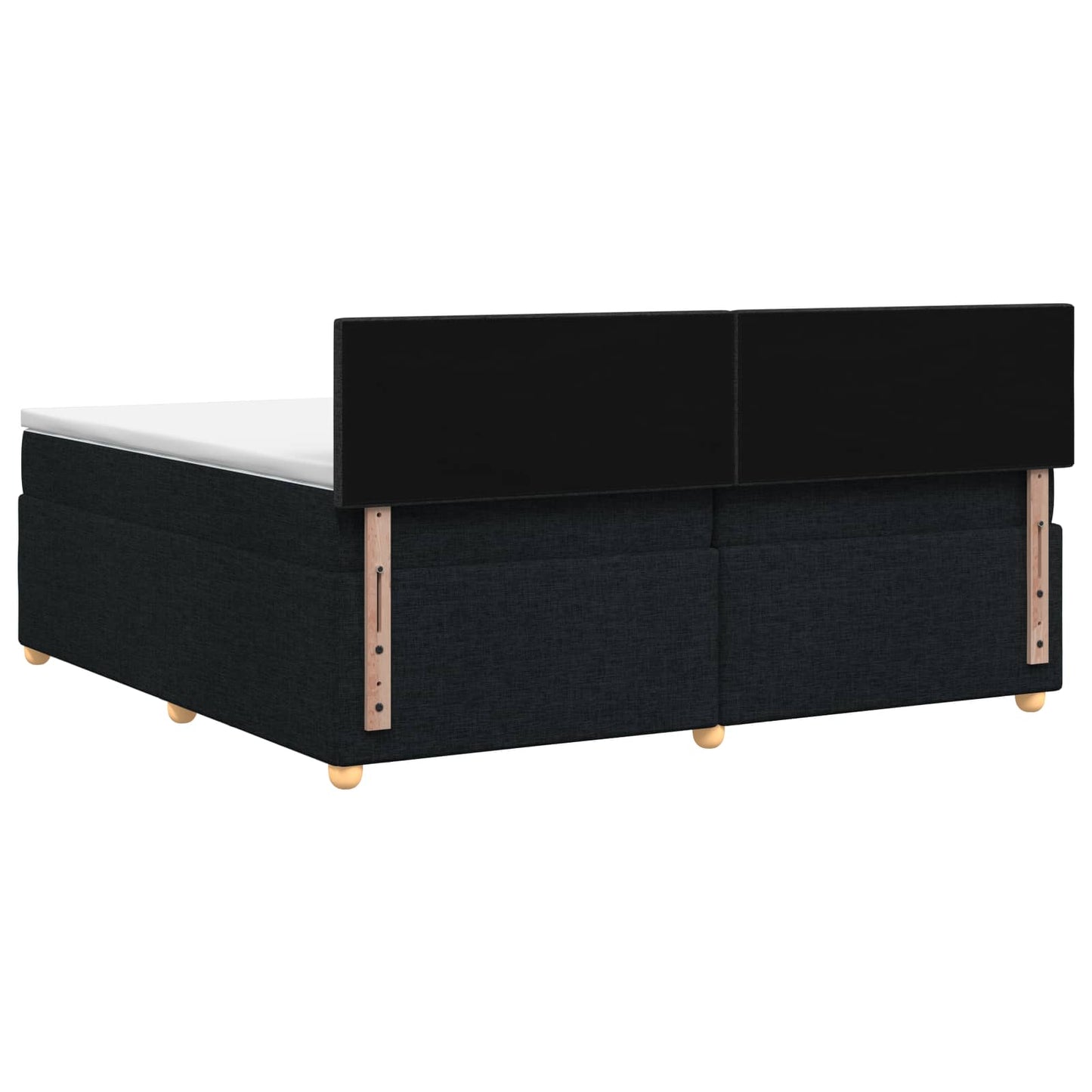 Boxmadras med topmadras med hovedgærde Sort 200 x 200 cm Stof