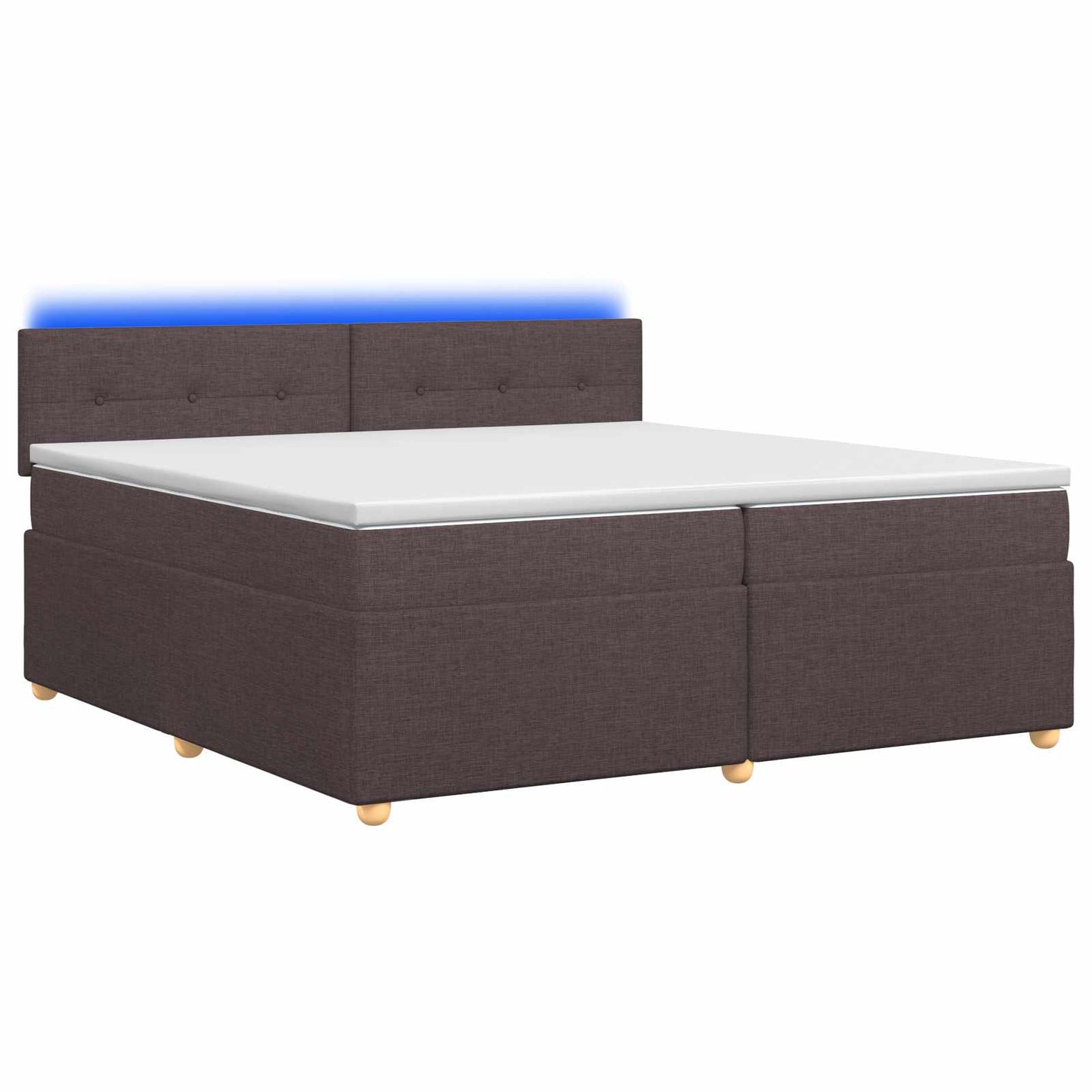 Boxmadras med topmadras Mørk Brun 200 x 200 cm Stof