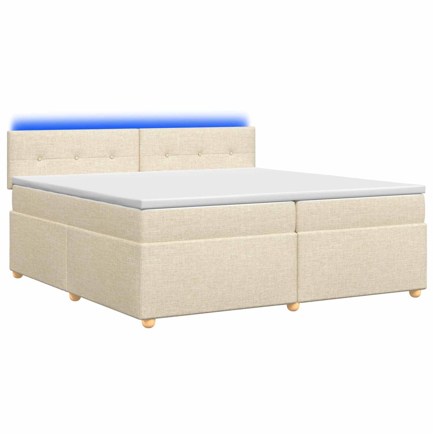 Boxmadras med topmadras Cremefarvet 200 x 200 cm Stof