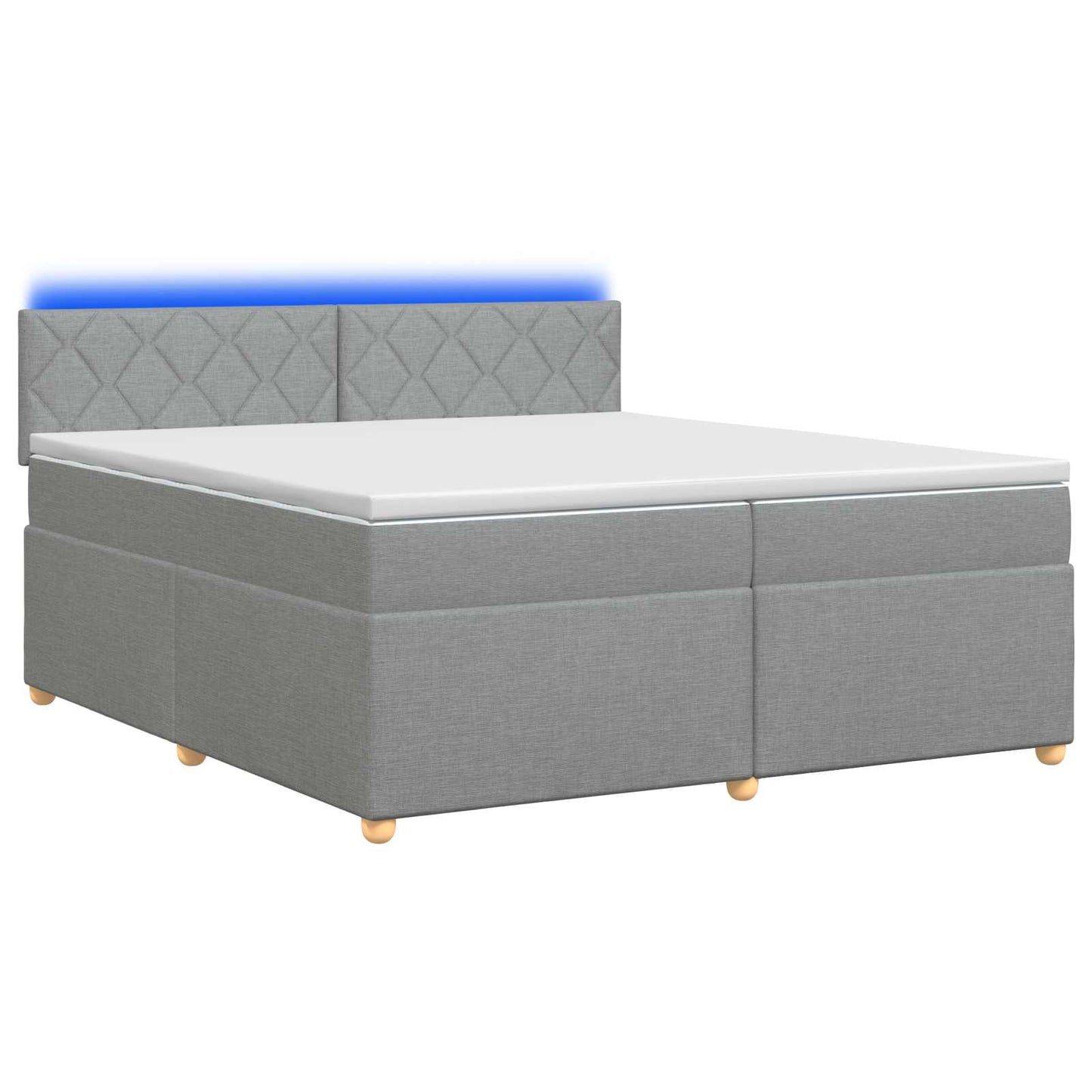 Boxmadras med topmadras Lysegrå 200 x 200 cm Stof