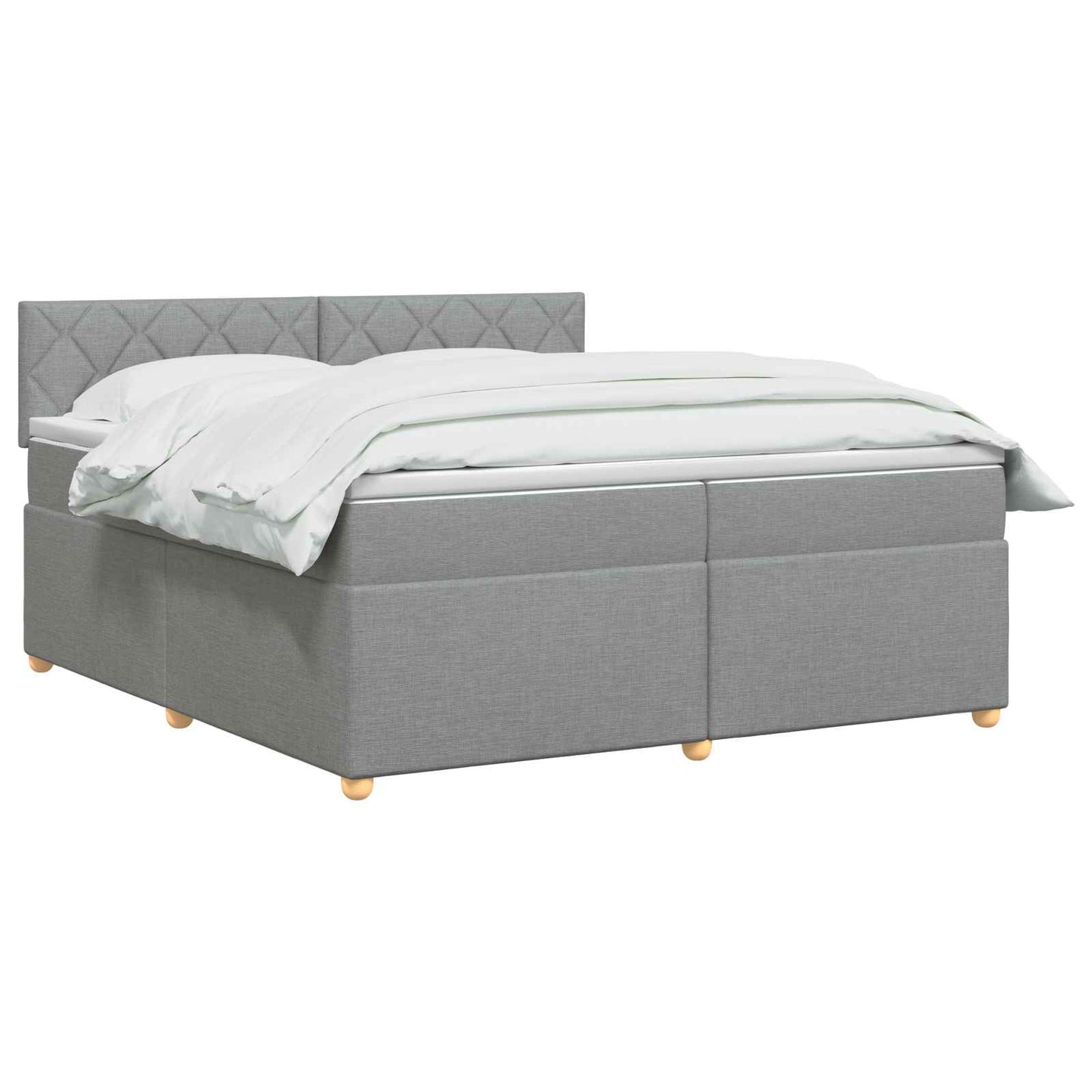 Boxmadras med topmadras Lysegrå 200 x 200 cm Stof