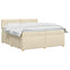 Boxmadras med topmadras Cremefarvet 200 x 200 cm Stof
