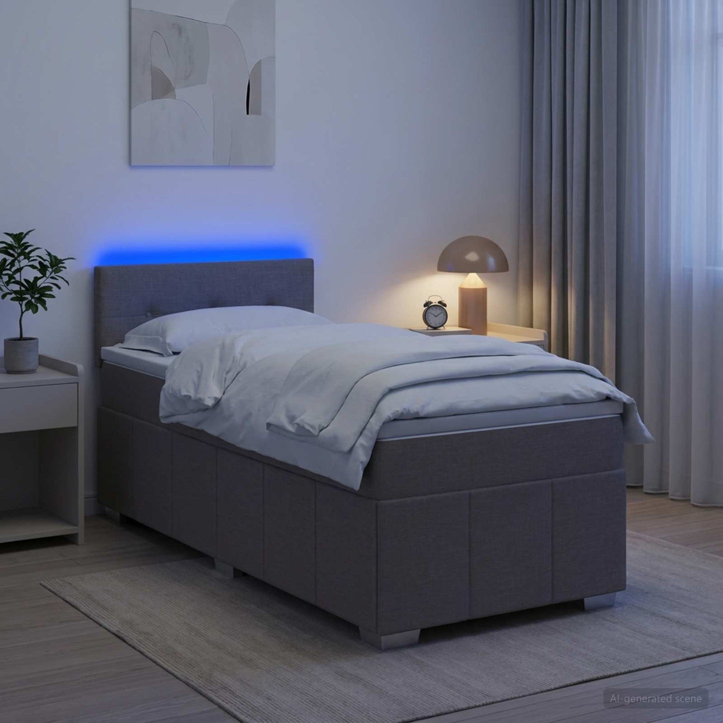 Boxmadras med topmadras Gråbrun 100 x 200 cm Stof