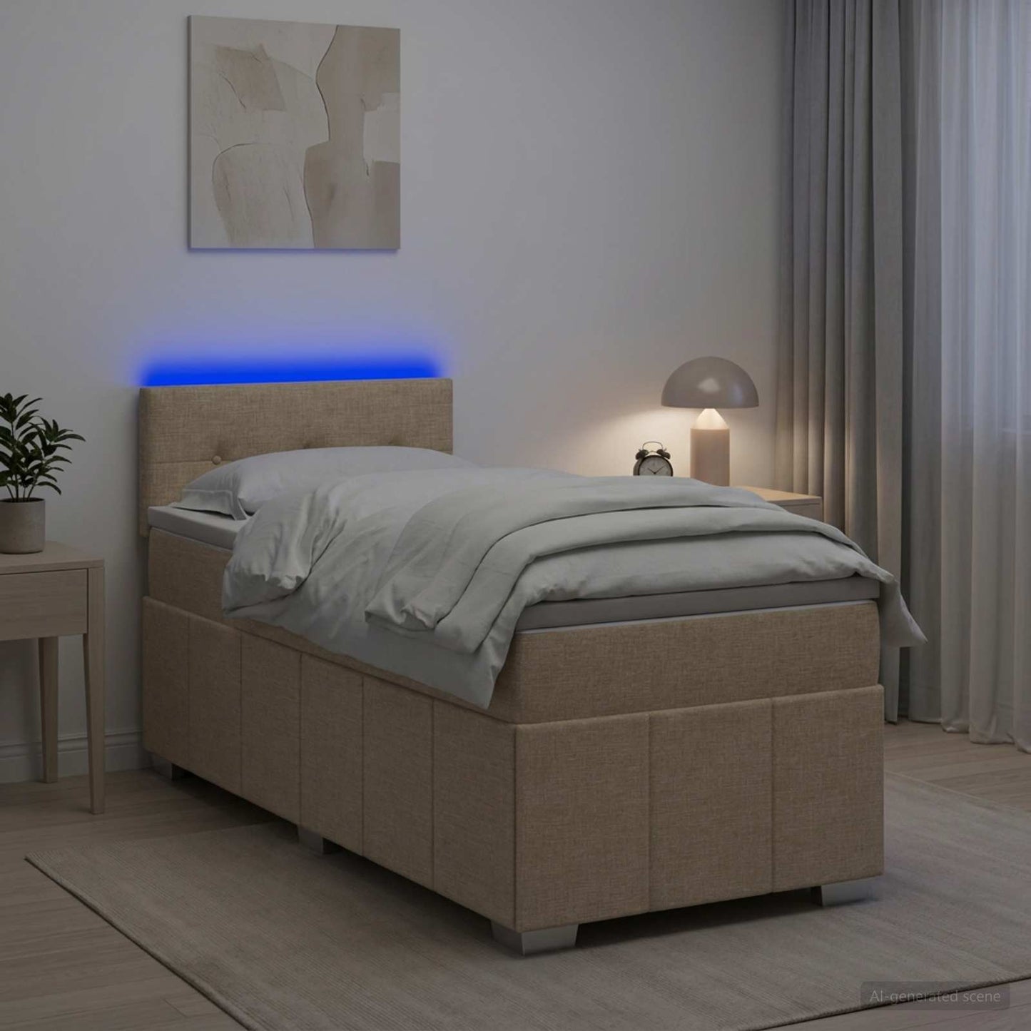 Boxmadras med topmadras Cremefarvet 90 x 200 cm Stof