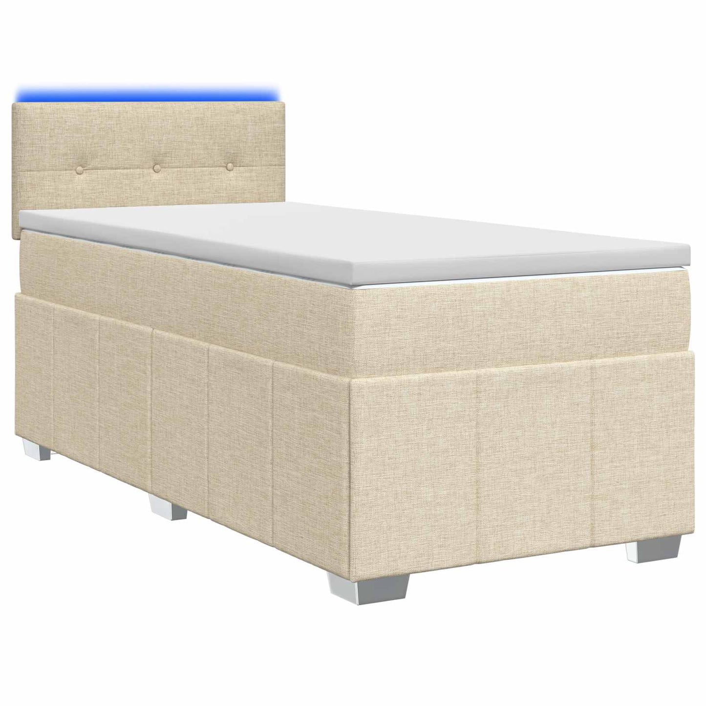 Boxmadras med topmadras Cremefarvet 80 x 200 cm Stof