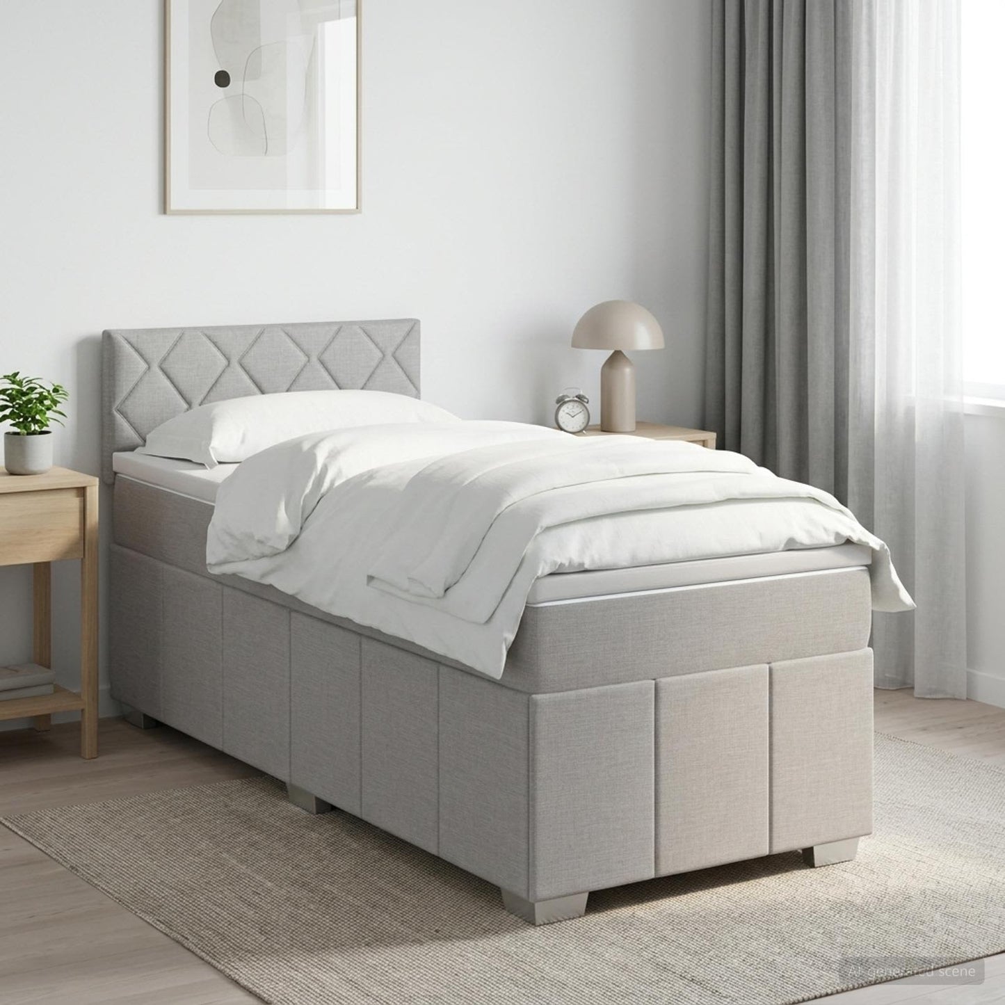 Boxmadras med topmadras Lysegrå 100 x 200 cm Stof
