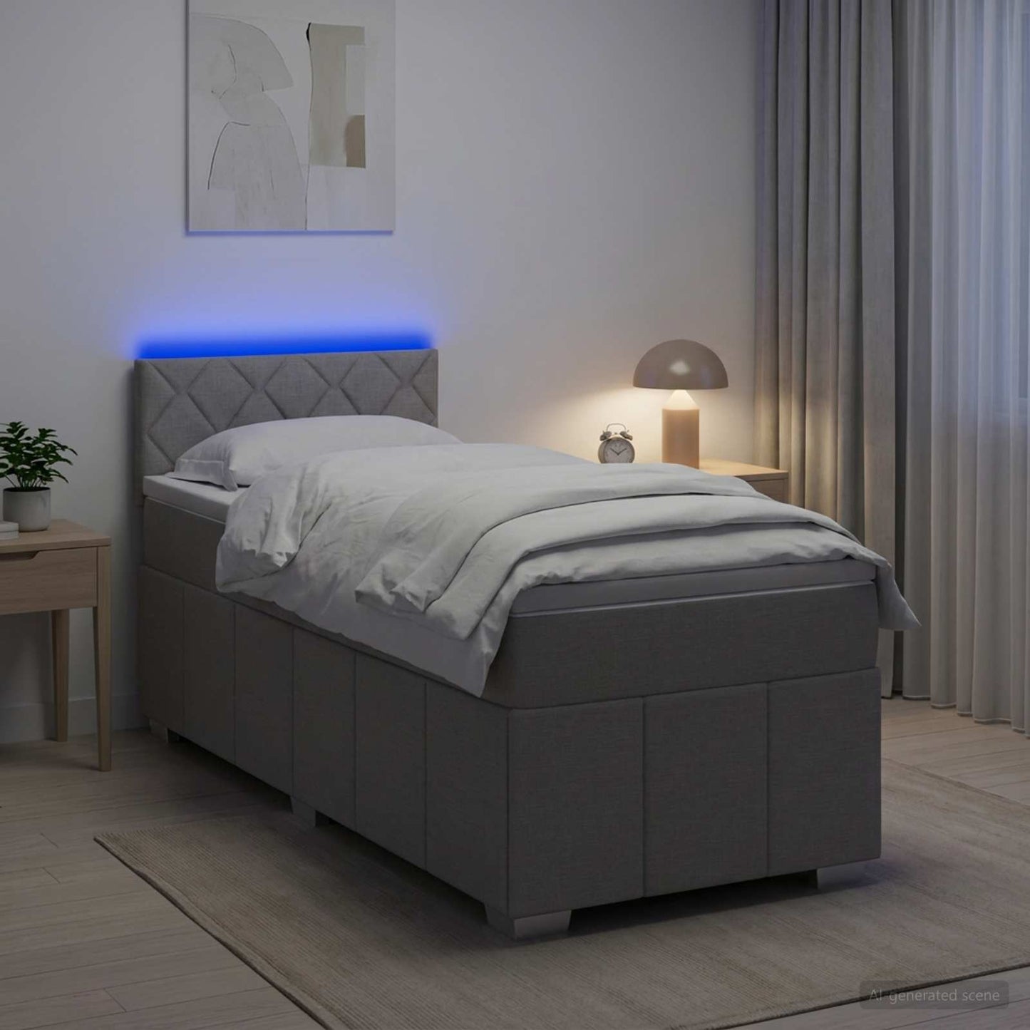 Boxmadras med topmadras Lysegrå 100 x 200 cm Stof