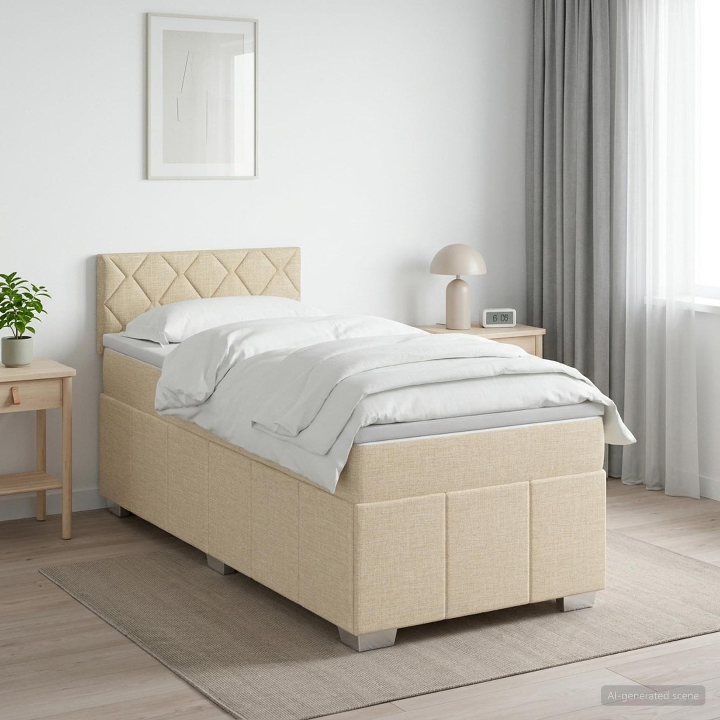 Boxmadras med topmadras Cremefarvet 100 x 200 cm Stof