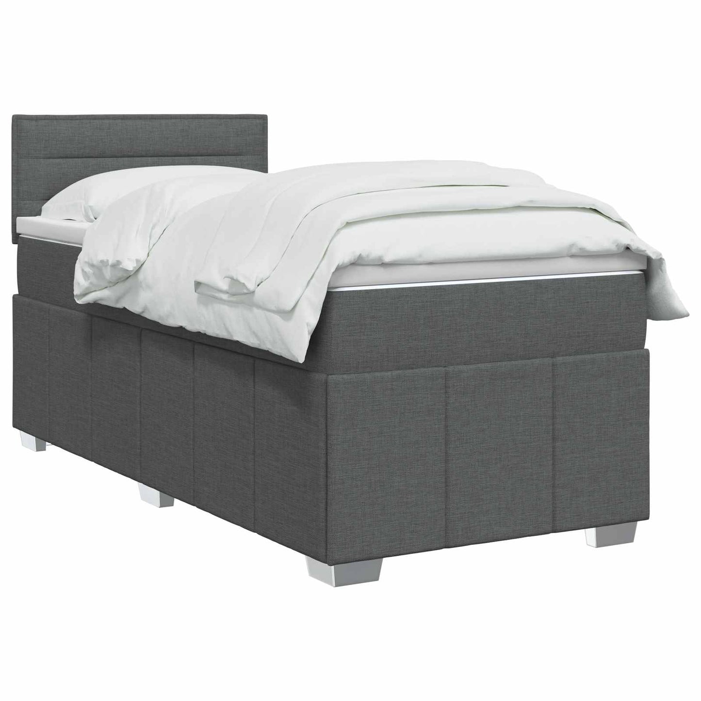 Boxmadras med topmadras Mørkegrå 90 x 200 cm Stof