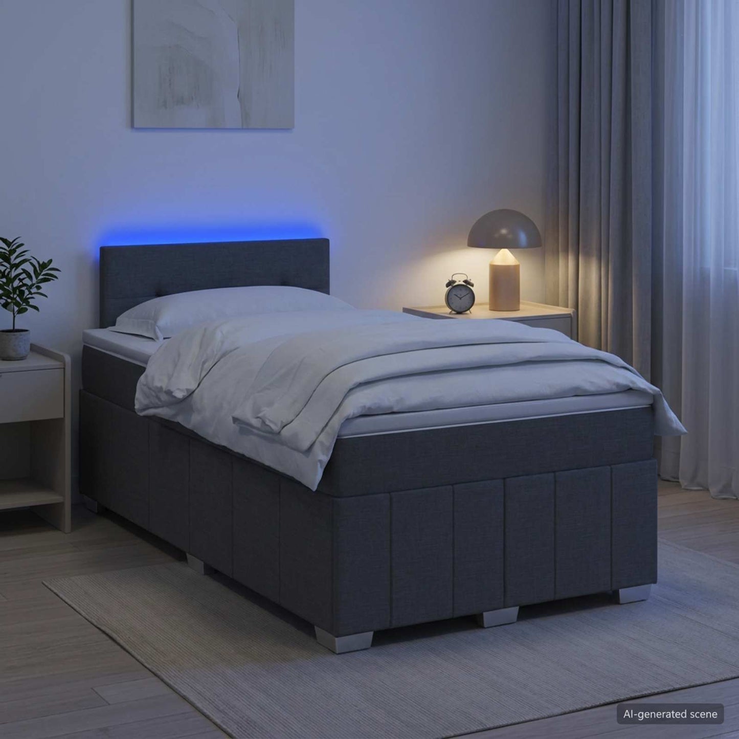 Boxmadras med topmadras Mørkegrå 120 x 200 cm Stof