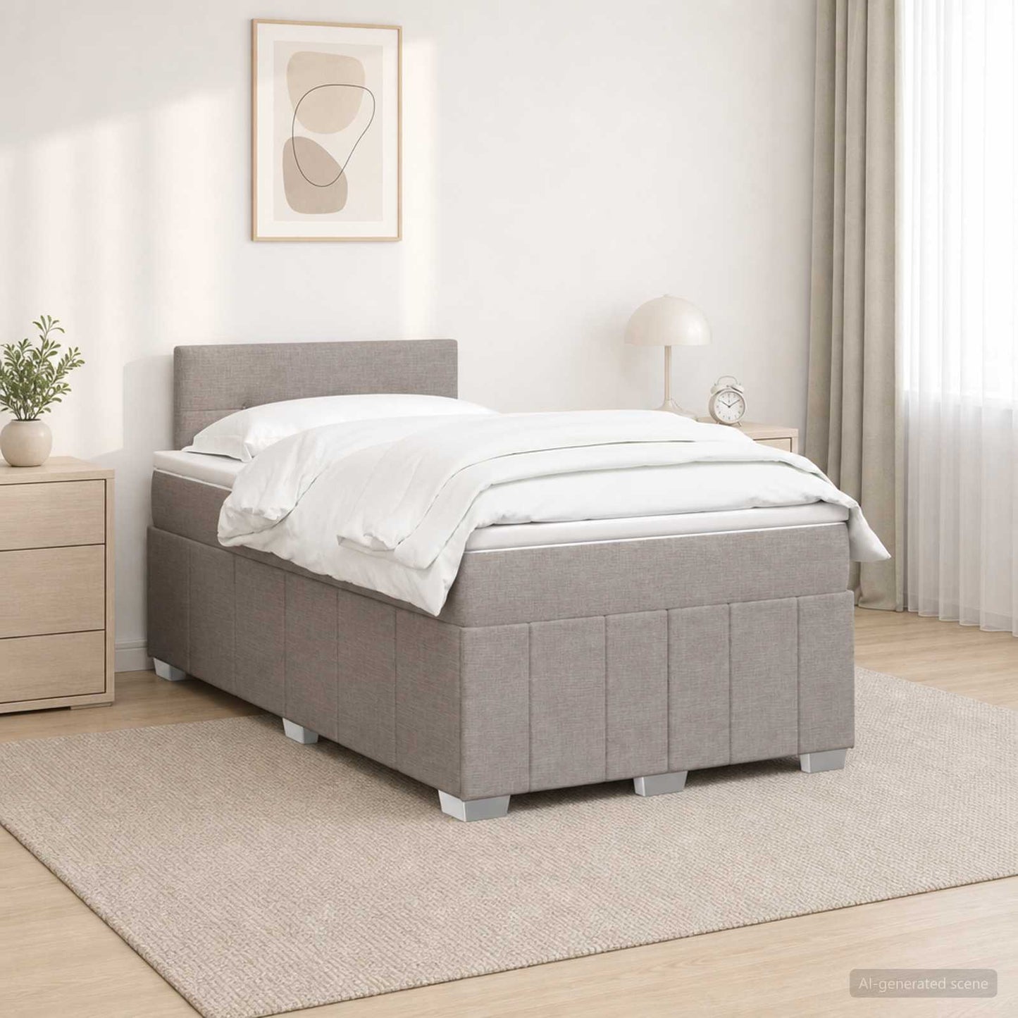 Boxmadras med topmadras Gråbrun 120 x 200 cm Stof