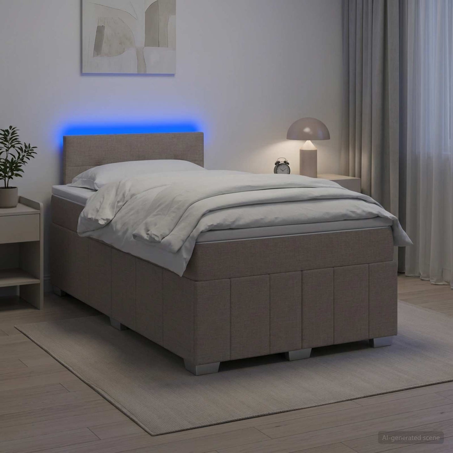 Boxmadras med topmadras Gråbrun 120 x 200 cm Stof