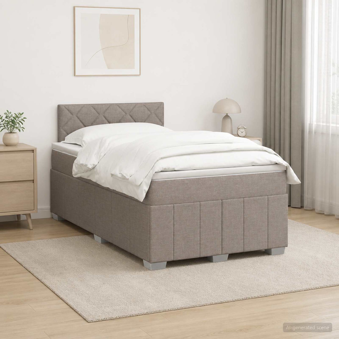 Boxmadras med topmadras Gråbrun 120 x 200 cm Stof
