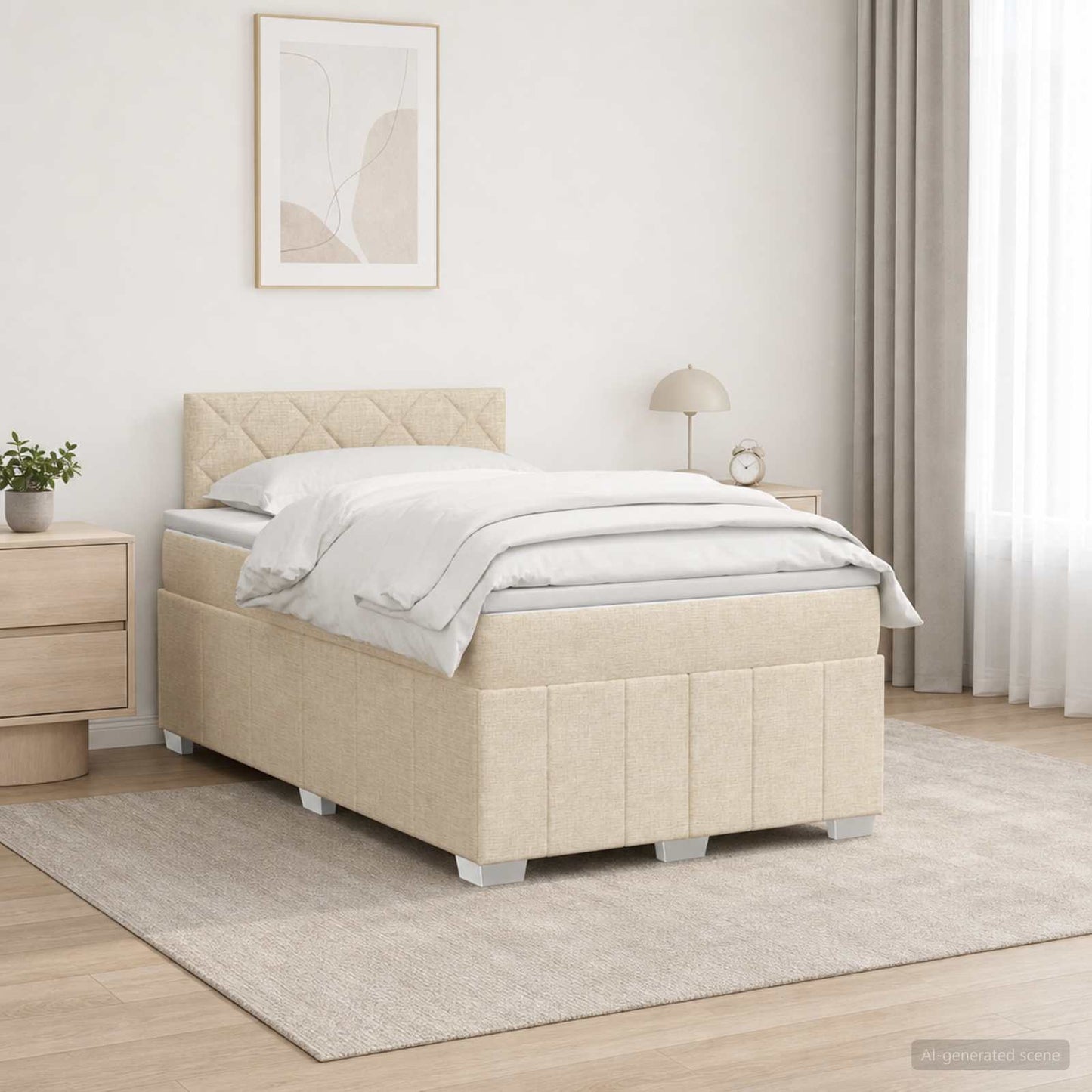 Boxmadras med topmadras Cremefarvet 120 x 190 cm Stof