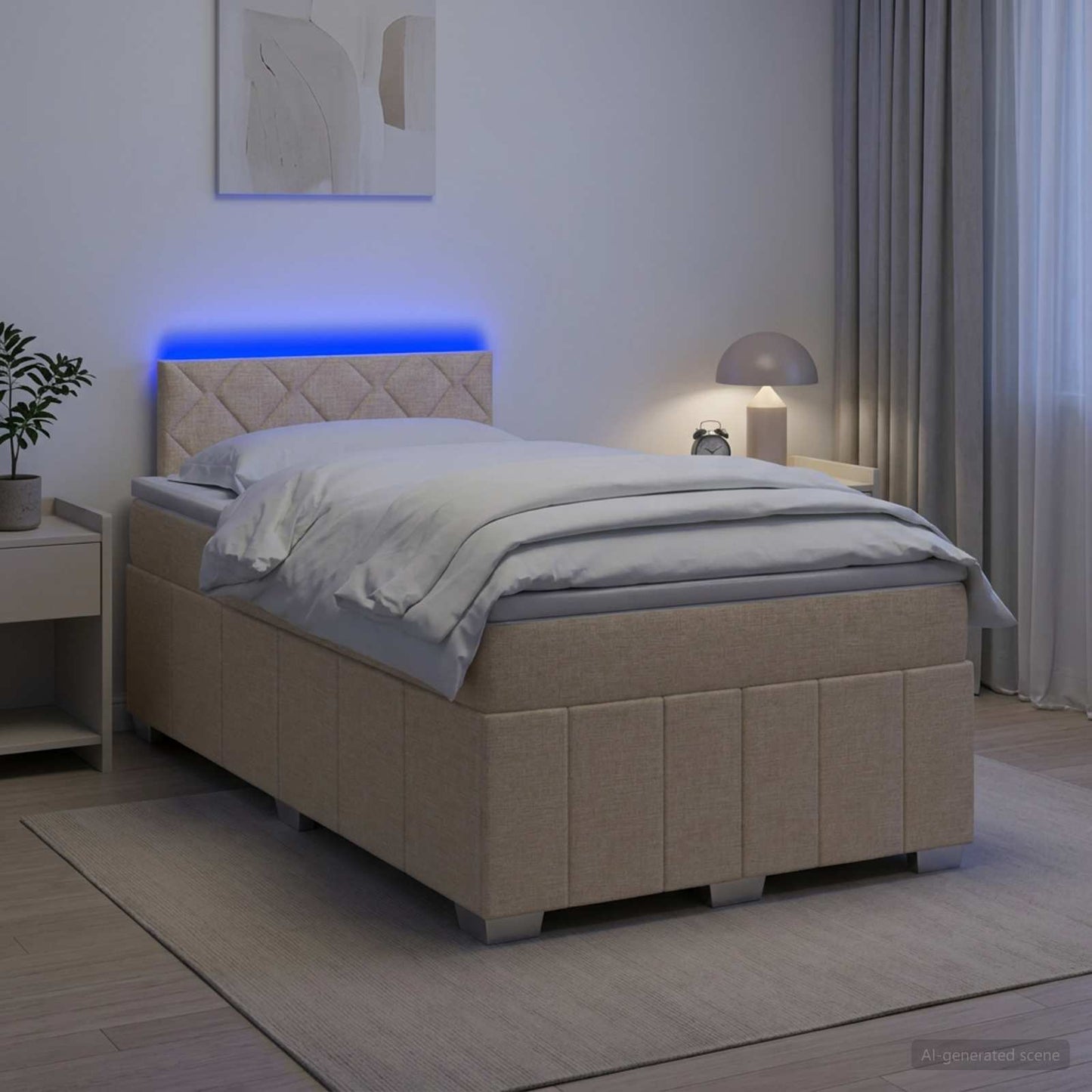 Boxmadras med topmadras Cremefarvet 120 x 190 cm Stof