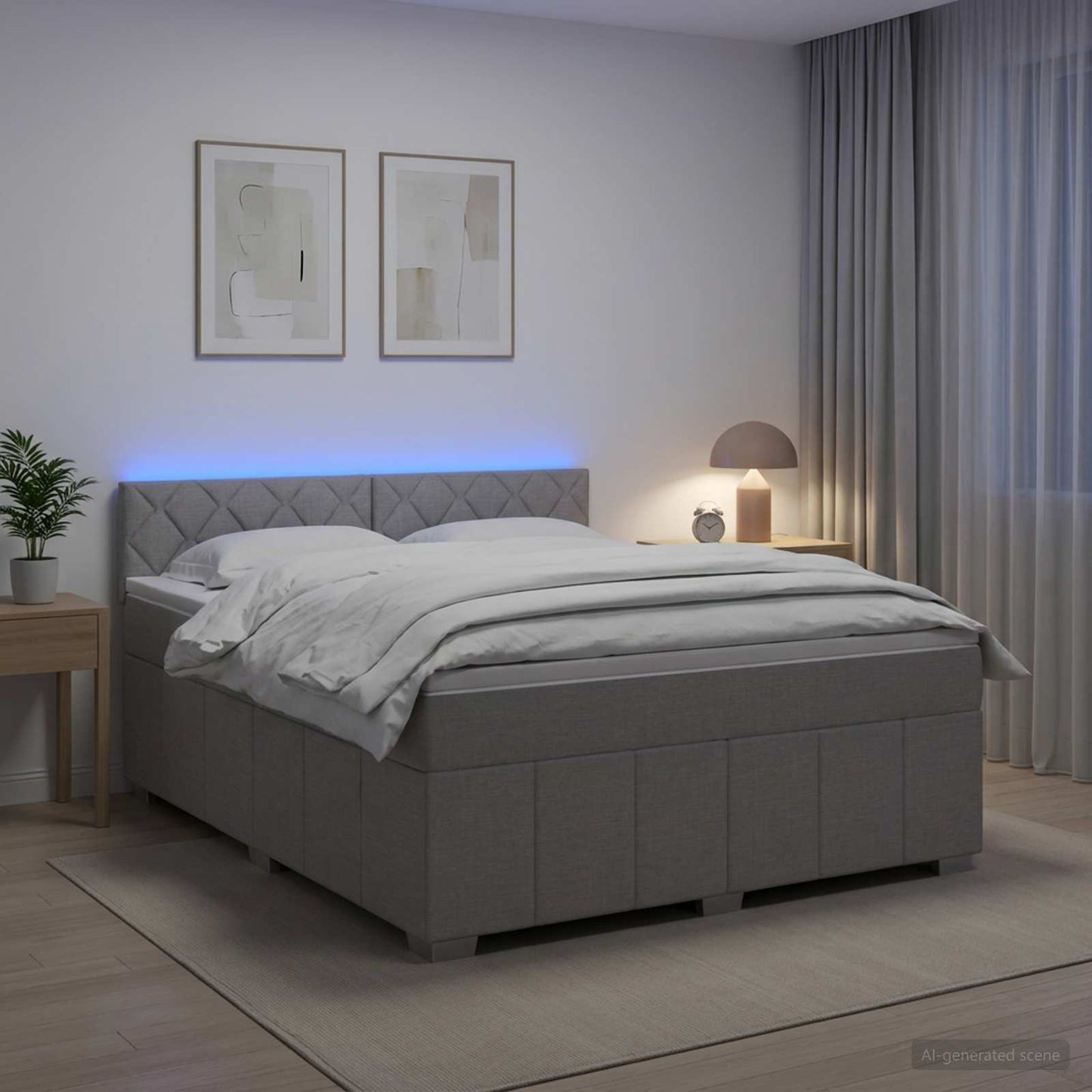Boxmadras med topmadras Lysegrå 140 x 200 cm Stof